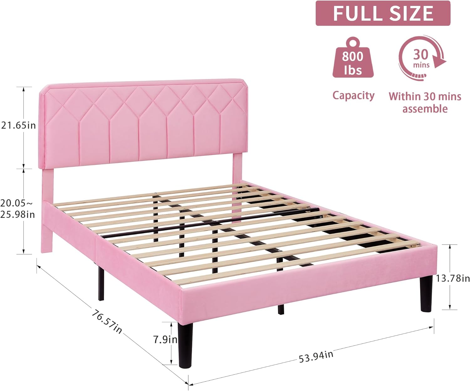VECELO Premium Leather Upholstered Platform Bed Frame - VECELO