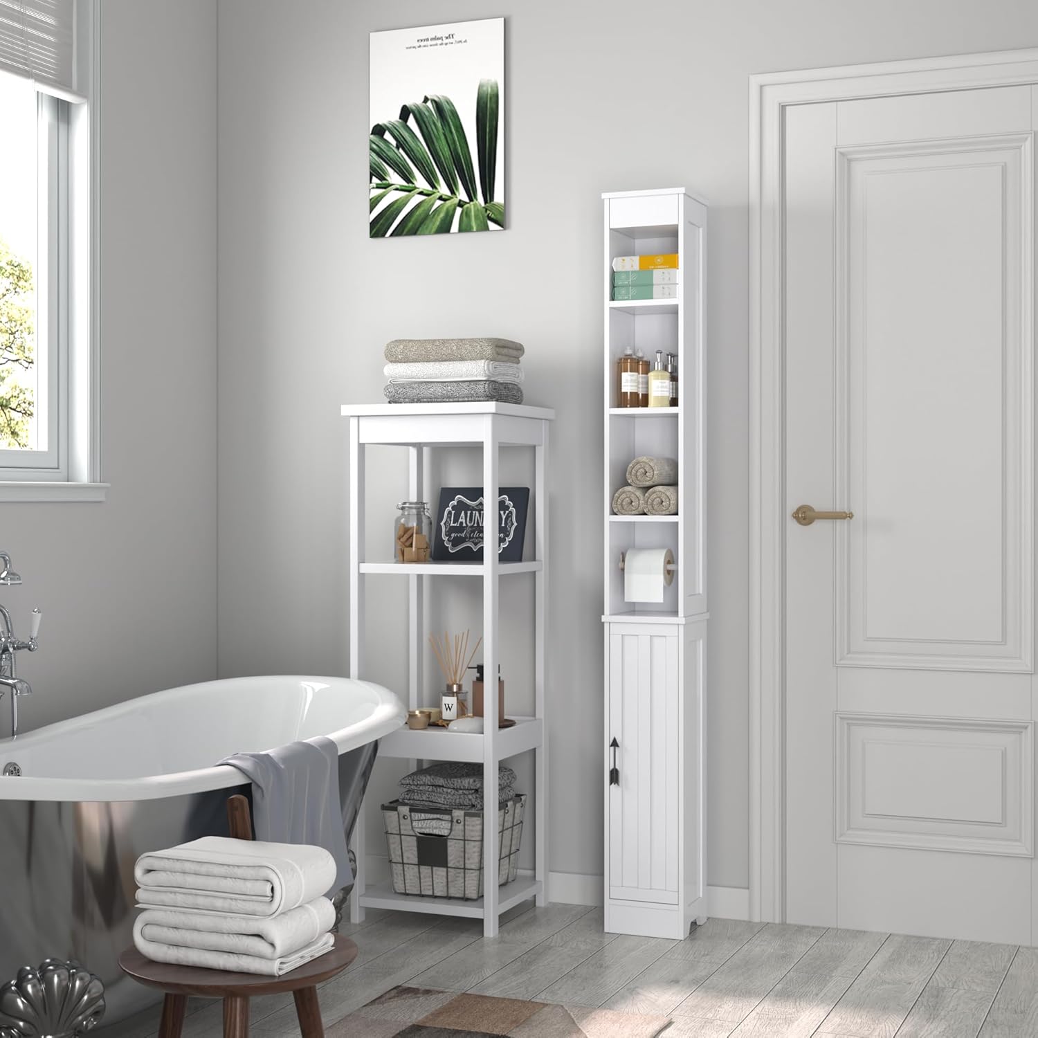 VECELO Bathroom Tall Cabinet with Adjustable Shelves - VECELO