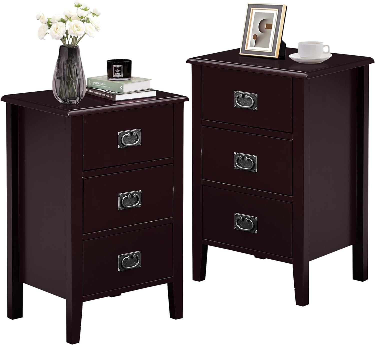 VECELO Modern Nightstands Set of 2, Side End Table with Drawers - VECELO