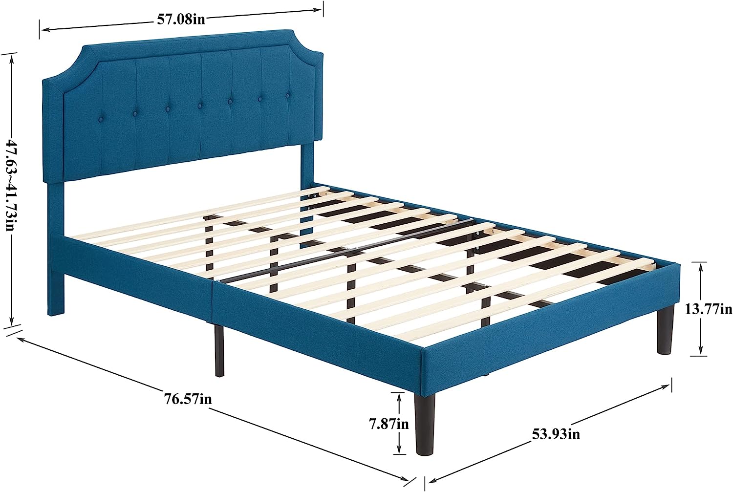 VECELO Premium Upholstered Platform Bed Diamond Stitched Panel Headboard - VECELO