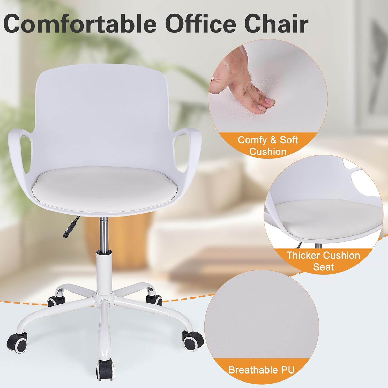 VECELO Mid-Back Chair for Desk with Armrests - VECELO
