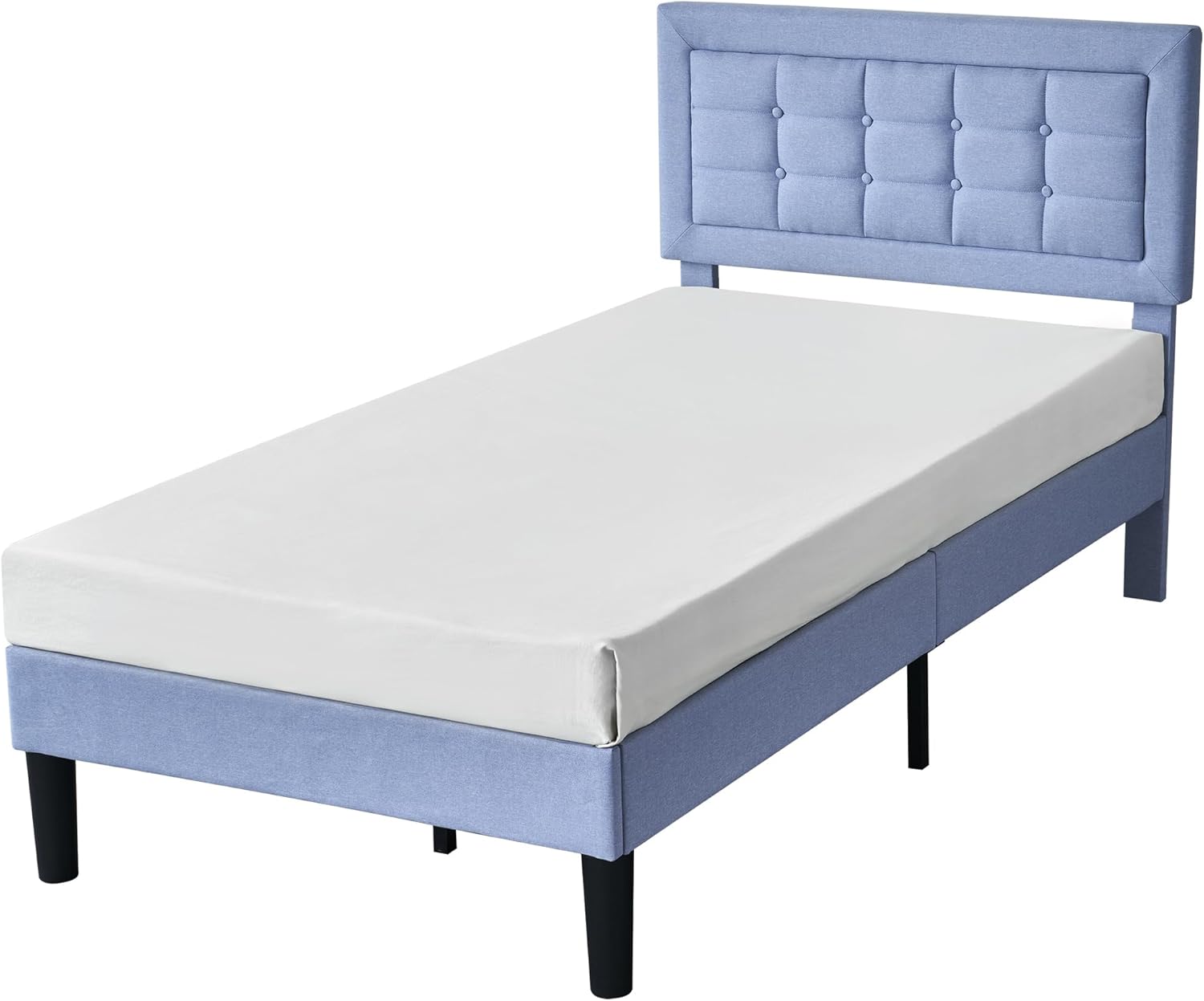 VECELO Upholstered Platform Bed Frame with Height Adjustable Headboard - VECELO