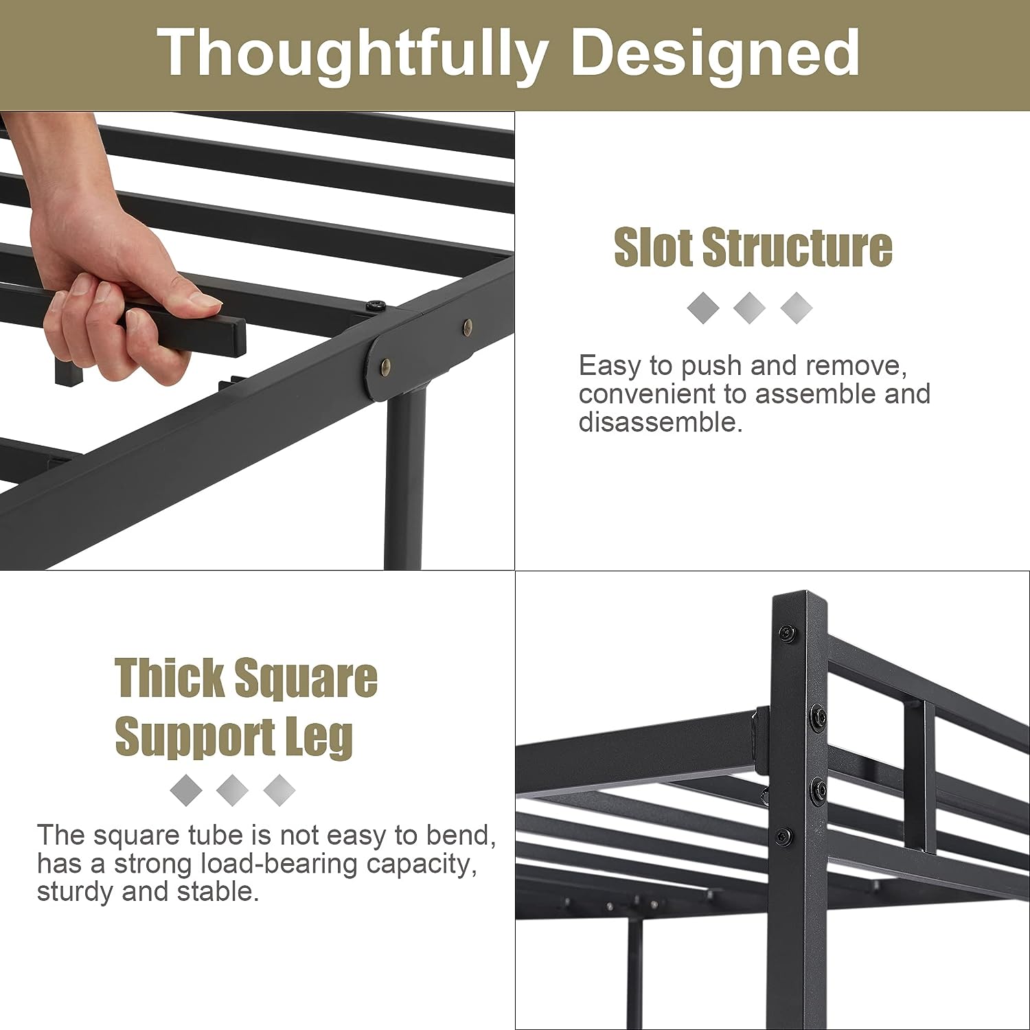 VECELO Platform Bed Frame Mattress Foundation with Headboard and Footboard - VECELO