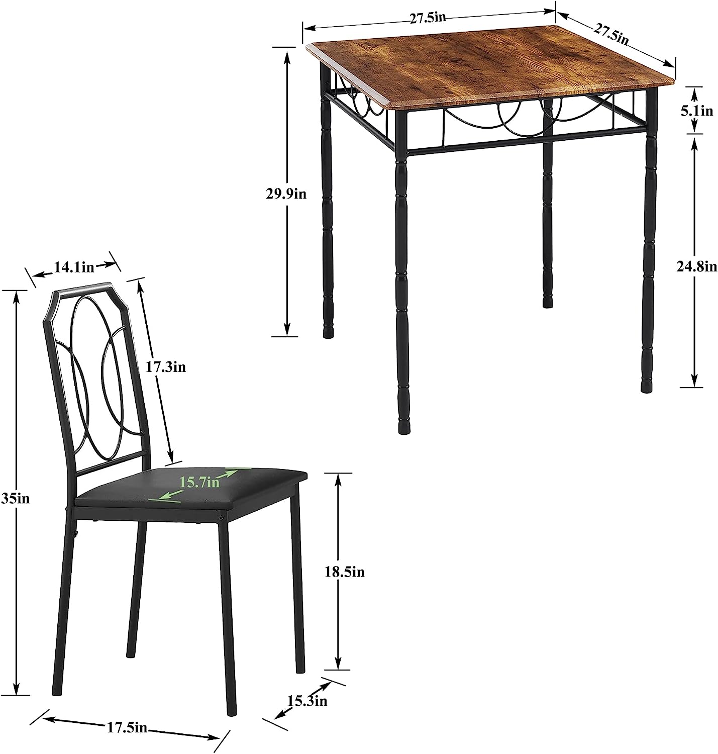 VECELO Modern 5 Pieces Dining Table Set - VECELO