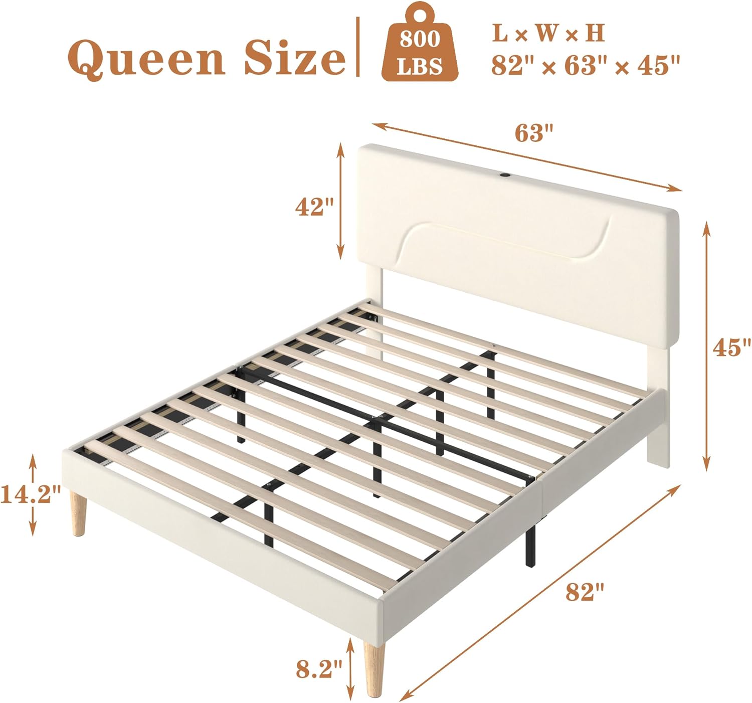 VECELO Bed Frame with LED Lights - VECELO