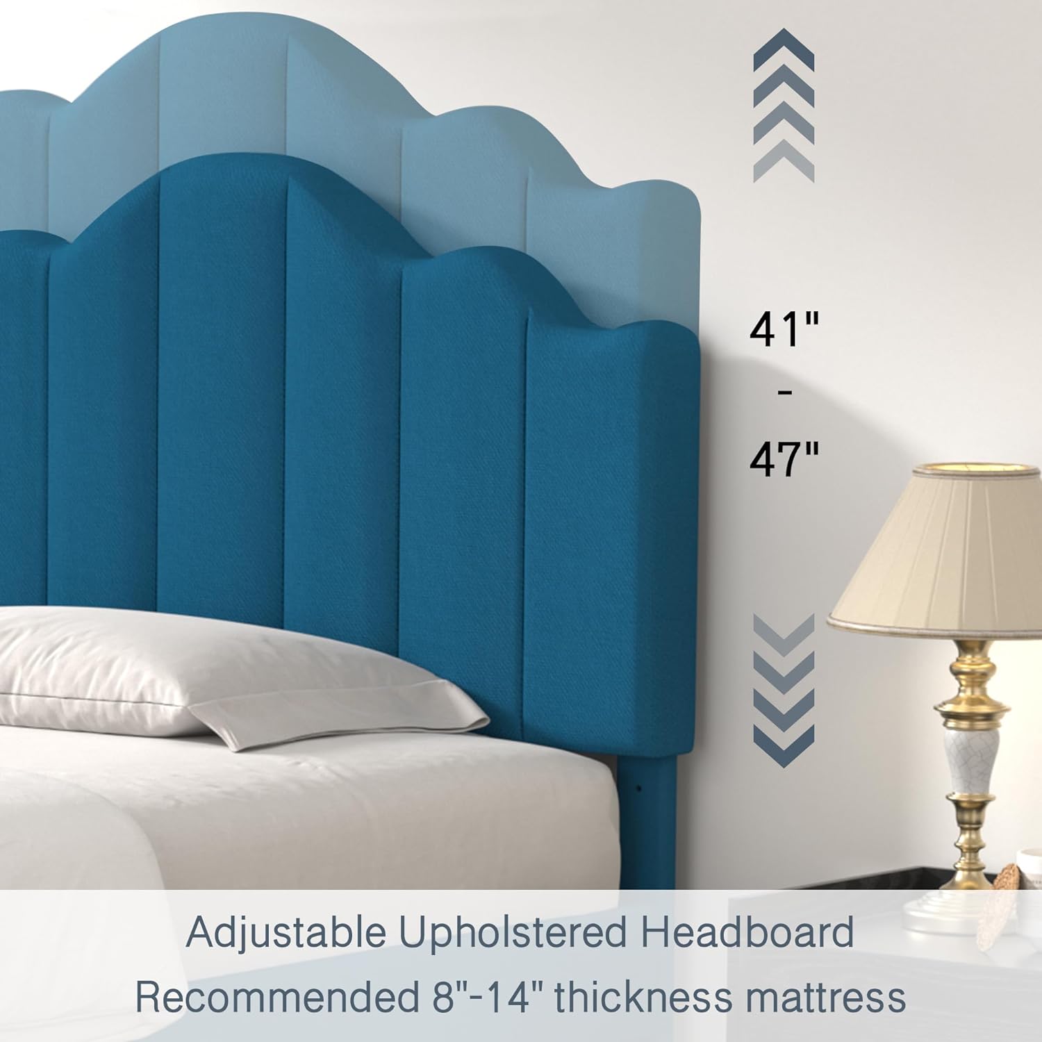 VECELO Upholstered Platform Bed,Mattress Foundation with Headboard - VECELO