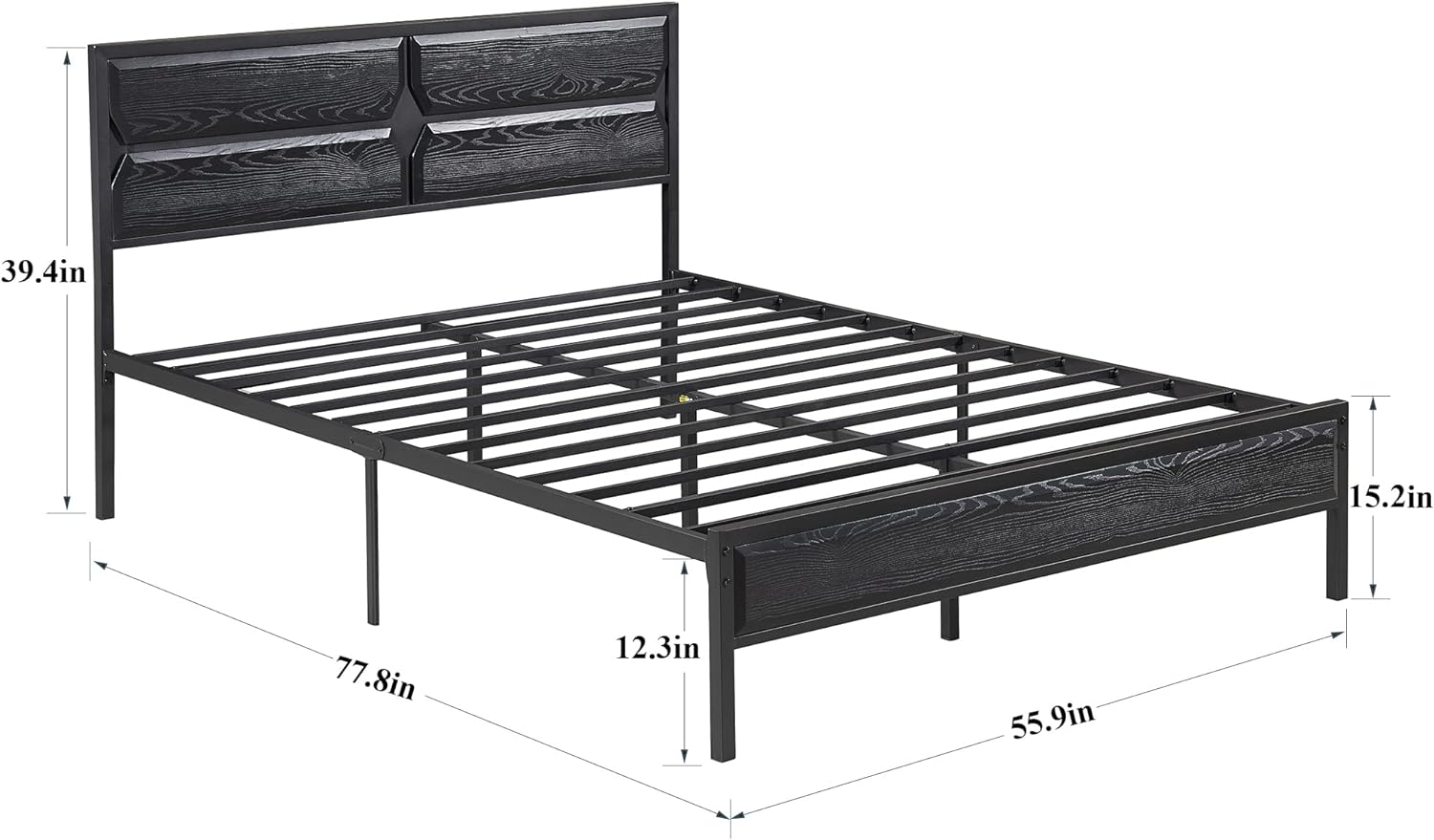 VECELO Metal Bed Frame Platform with Wooden Headboard&Footboard Mattress Foundation - VECELO