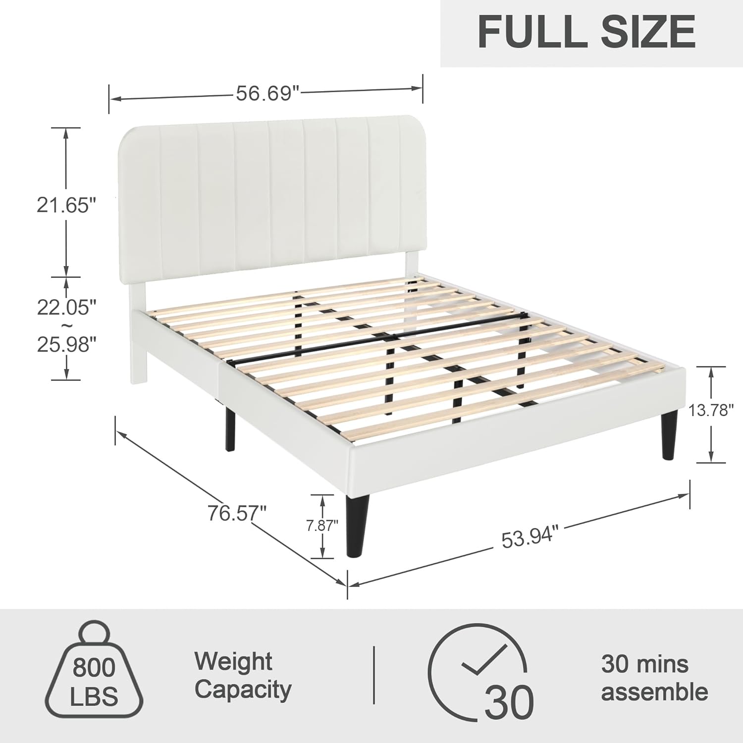 VECELO Upholstered Platform bedframe with Adjustable Headboard - VECELO