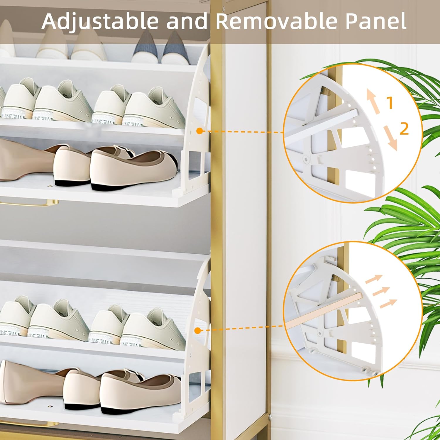 VECELO Shoe Storage Cabinet with 2 Flip Drawers