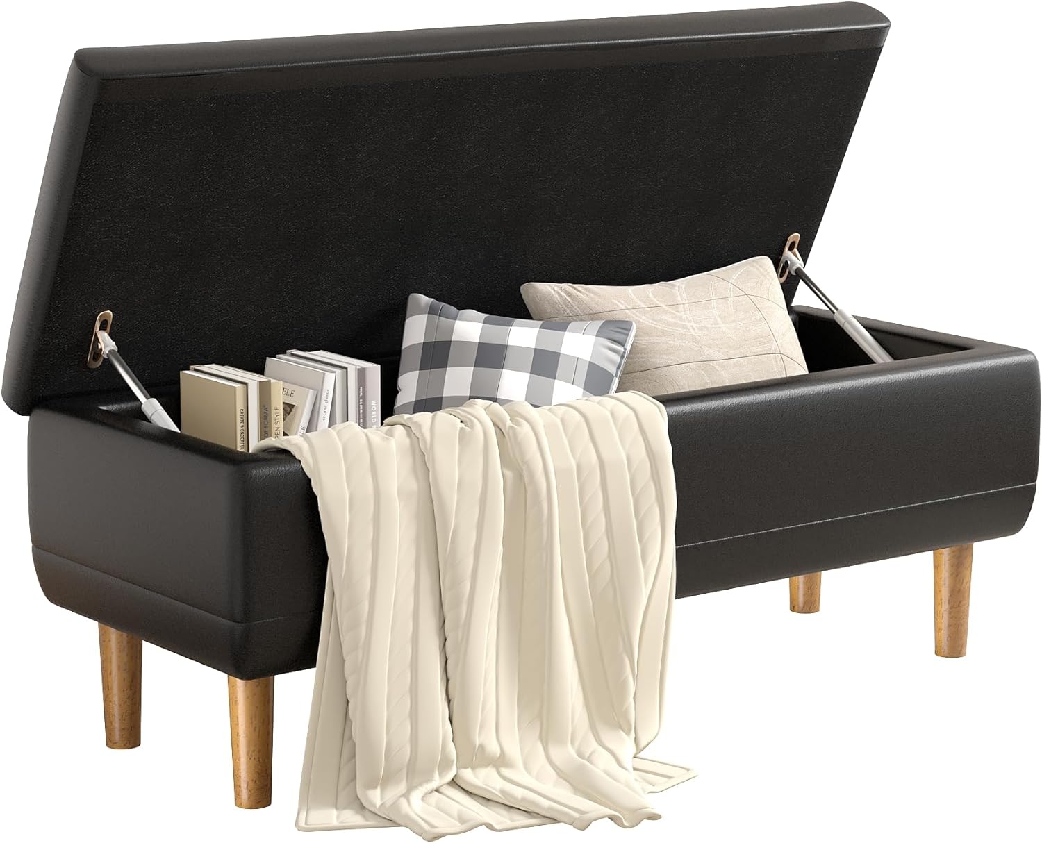 VECELO Modern Soft PU Leather Bench 44" Shoestool - VECELO