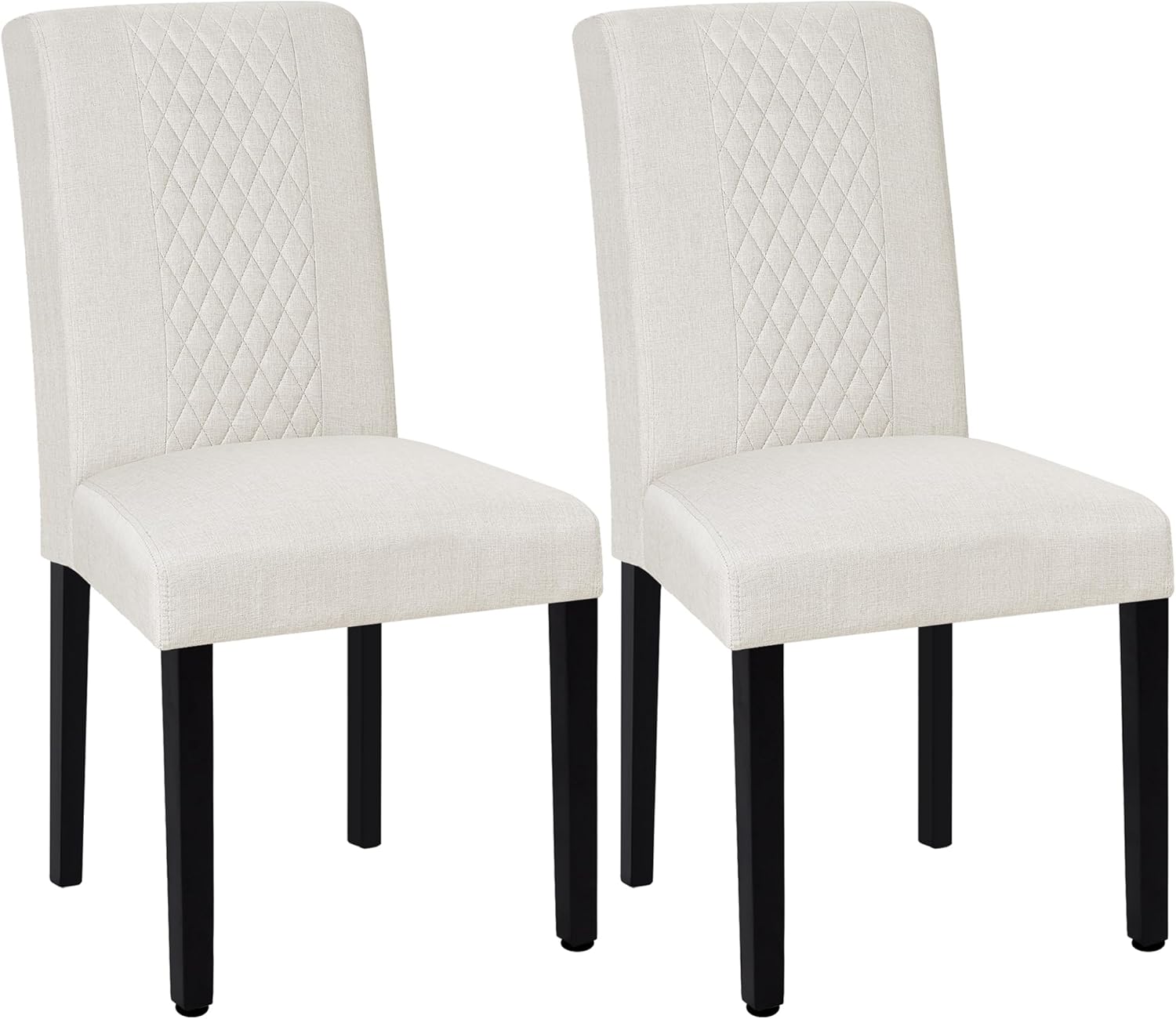 VECELO Dining Chairs Set of 2, Upholstered Fabric Wood Legs High Back for Kitchen Living Room - VECELO