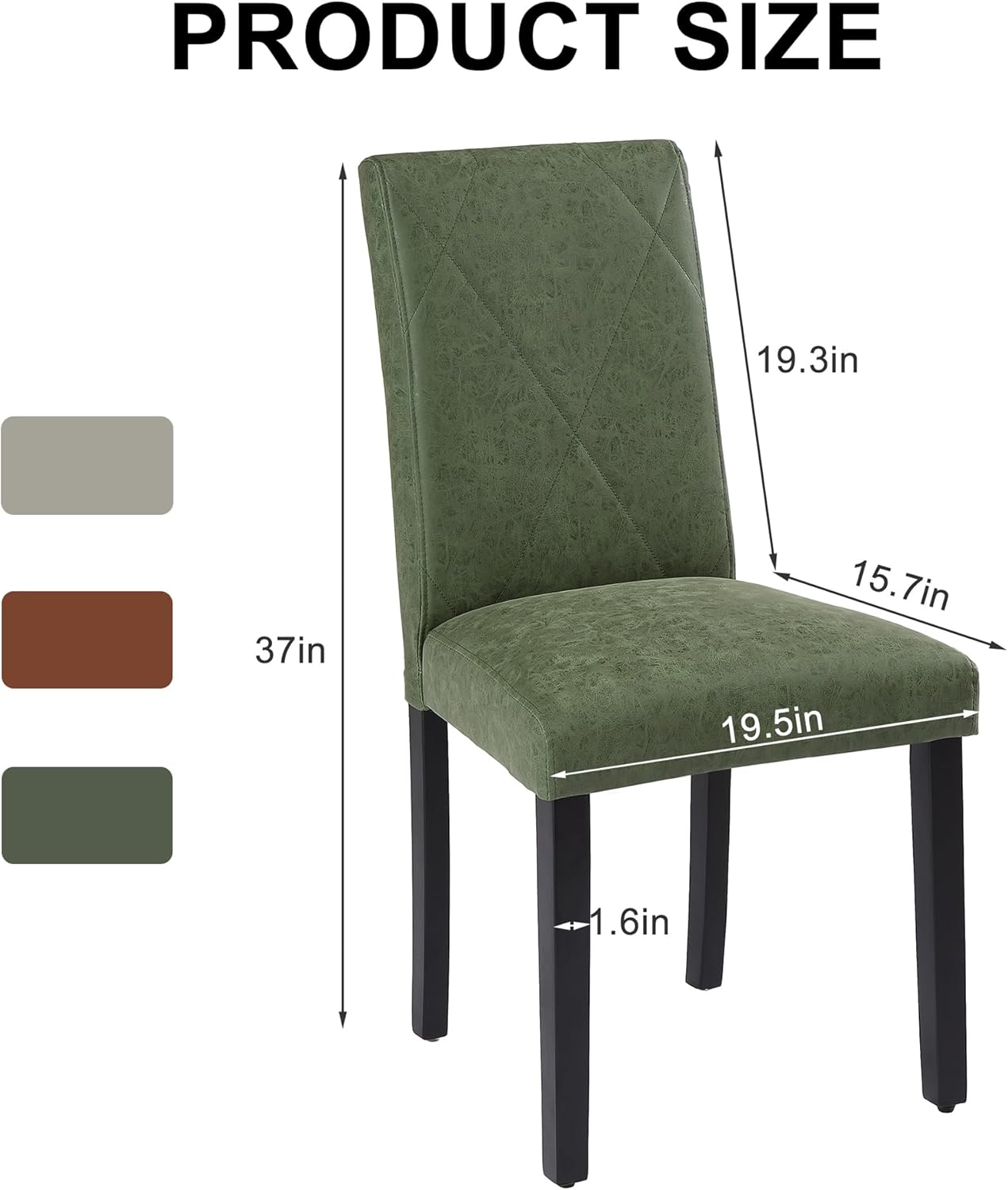 VECELO Upholstered Dining Chairs Set of 2 Modern Fabric and High Back & Solid Wood Legs for Kitchen - VECELO