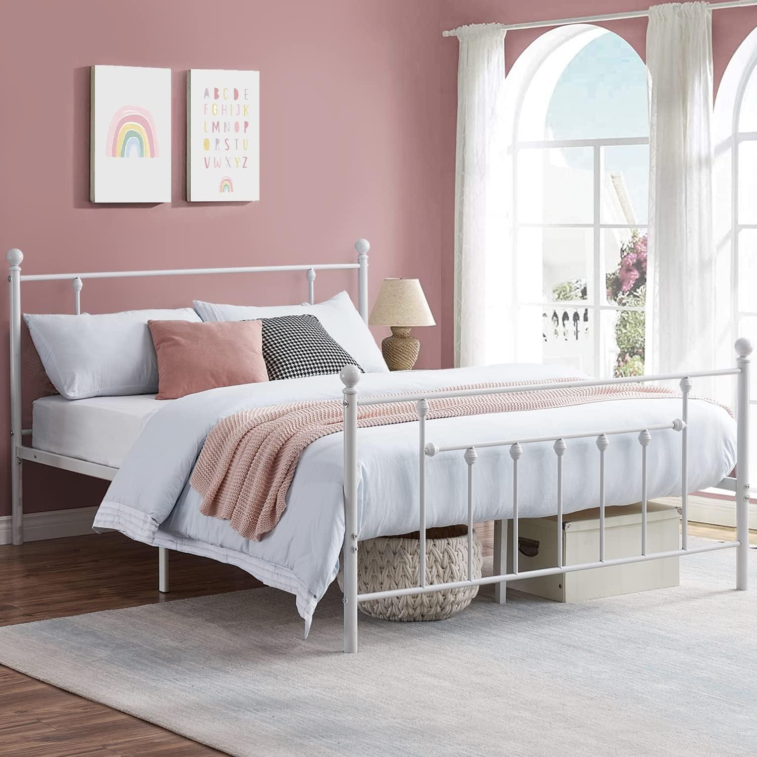 Modern Metal Platform Bed Frame Mattress Foundation with Headboard and Footboard