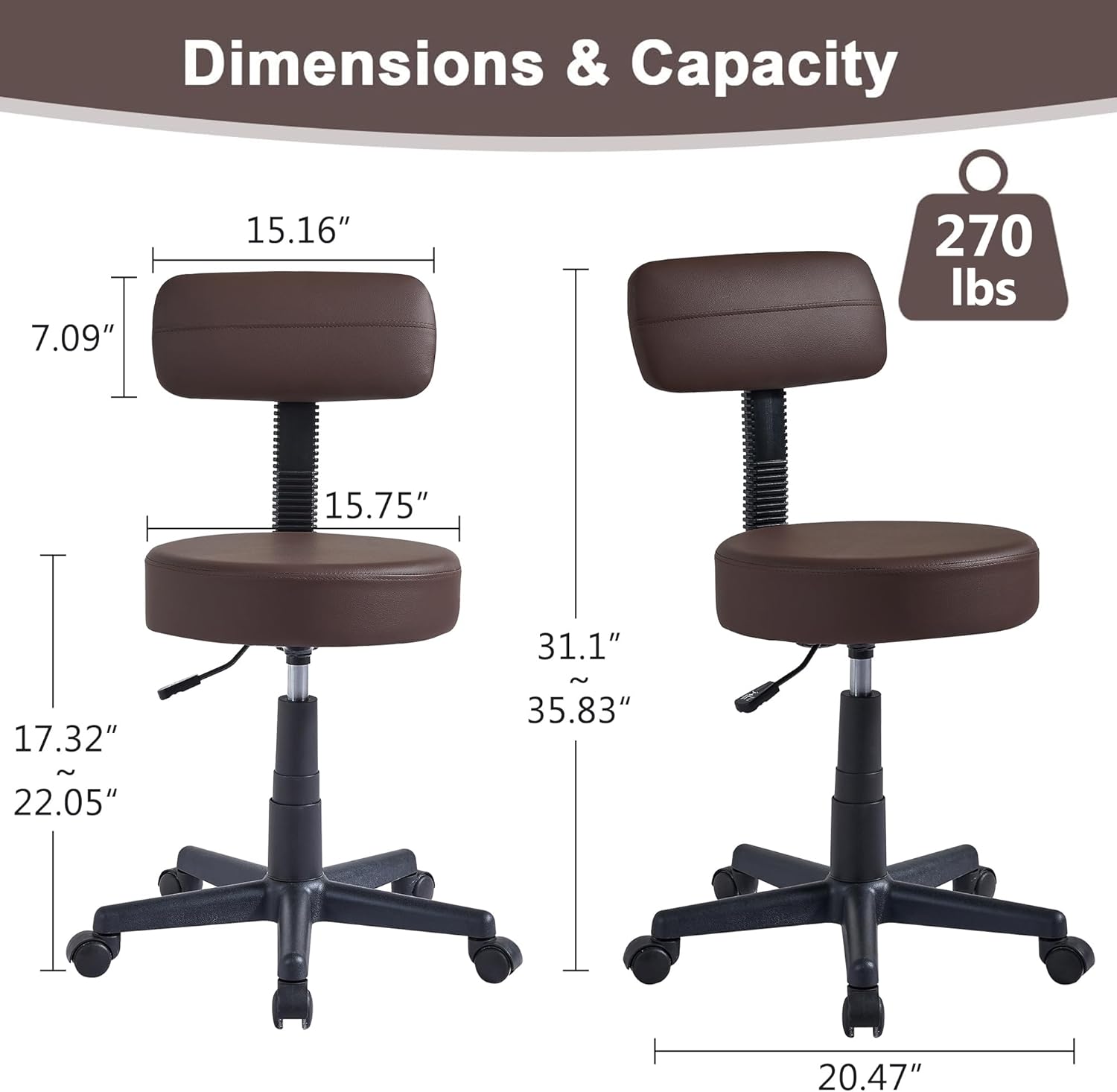 VECELO Home Office Desk Chair with Backrest - VECELO