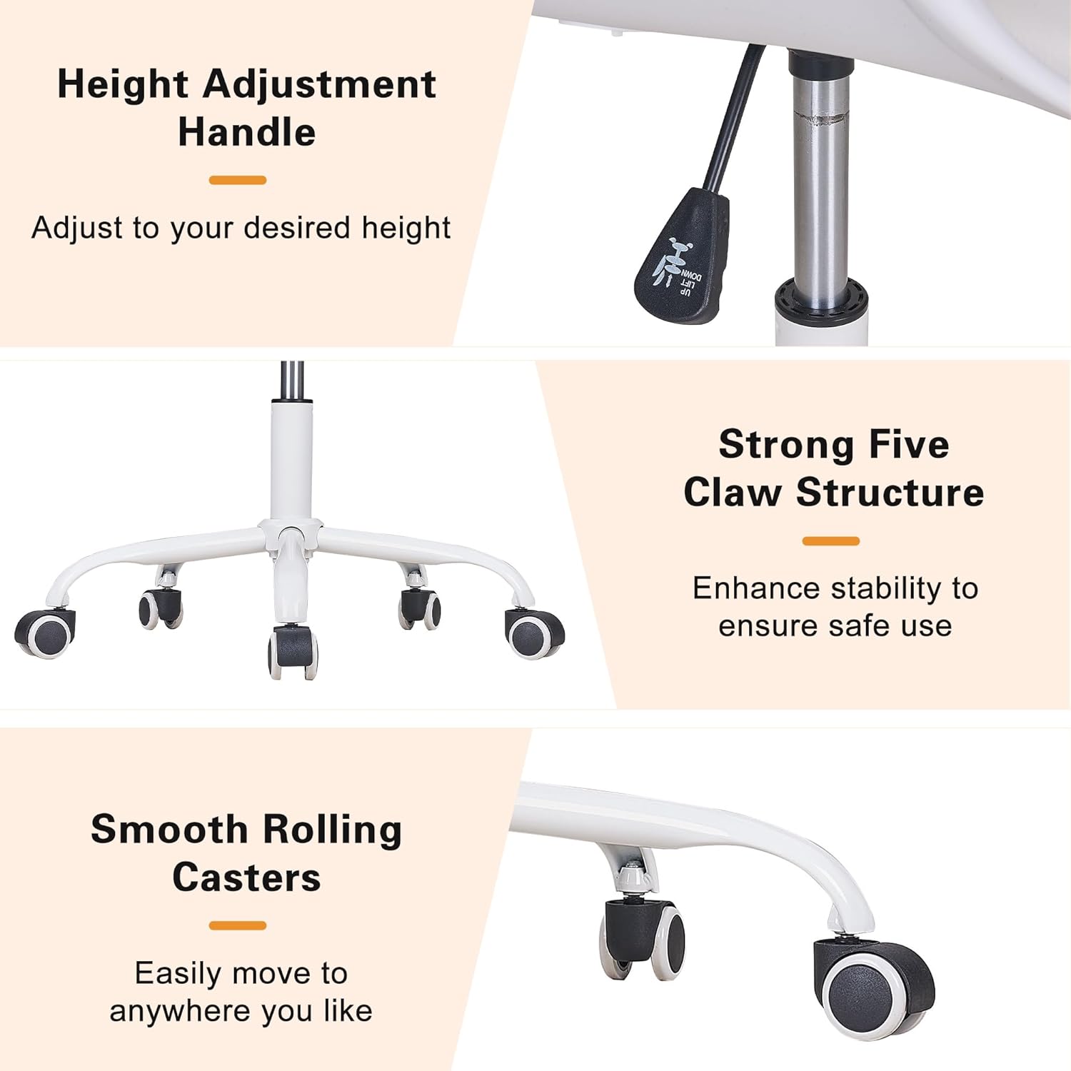VECELO Mid-Back Chair for Desk with Armrests - VECELO