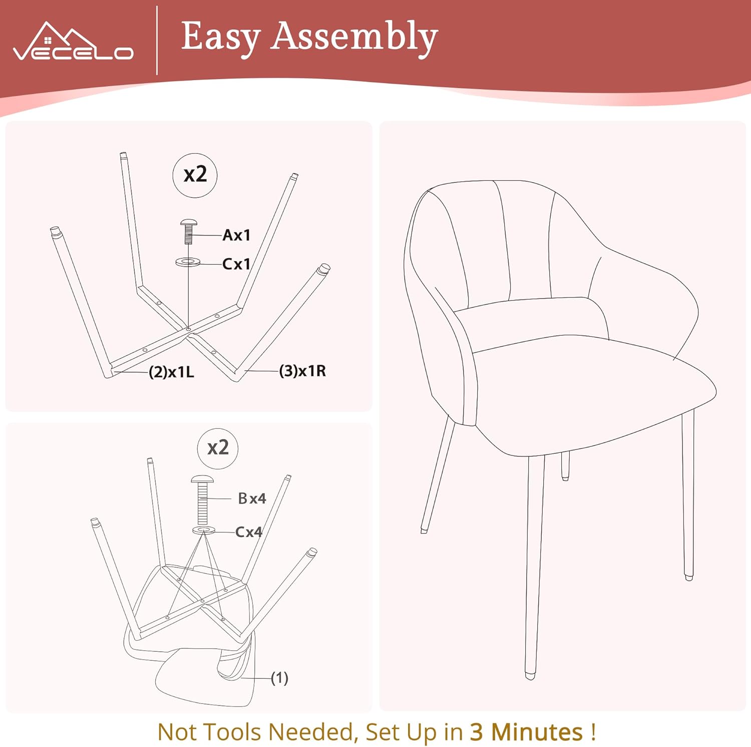 VECELO Velvet Dining Chairs Set of 6
