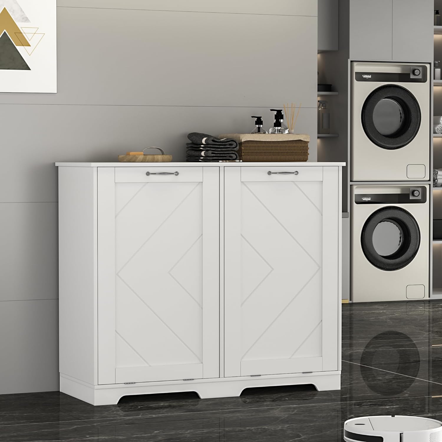 VECELO Tilt Out Kitchen Trash Bin Cabinet - VECELO