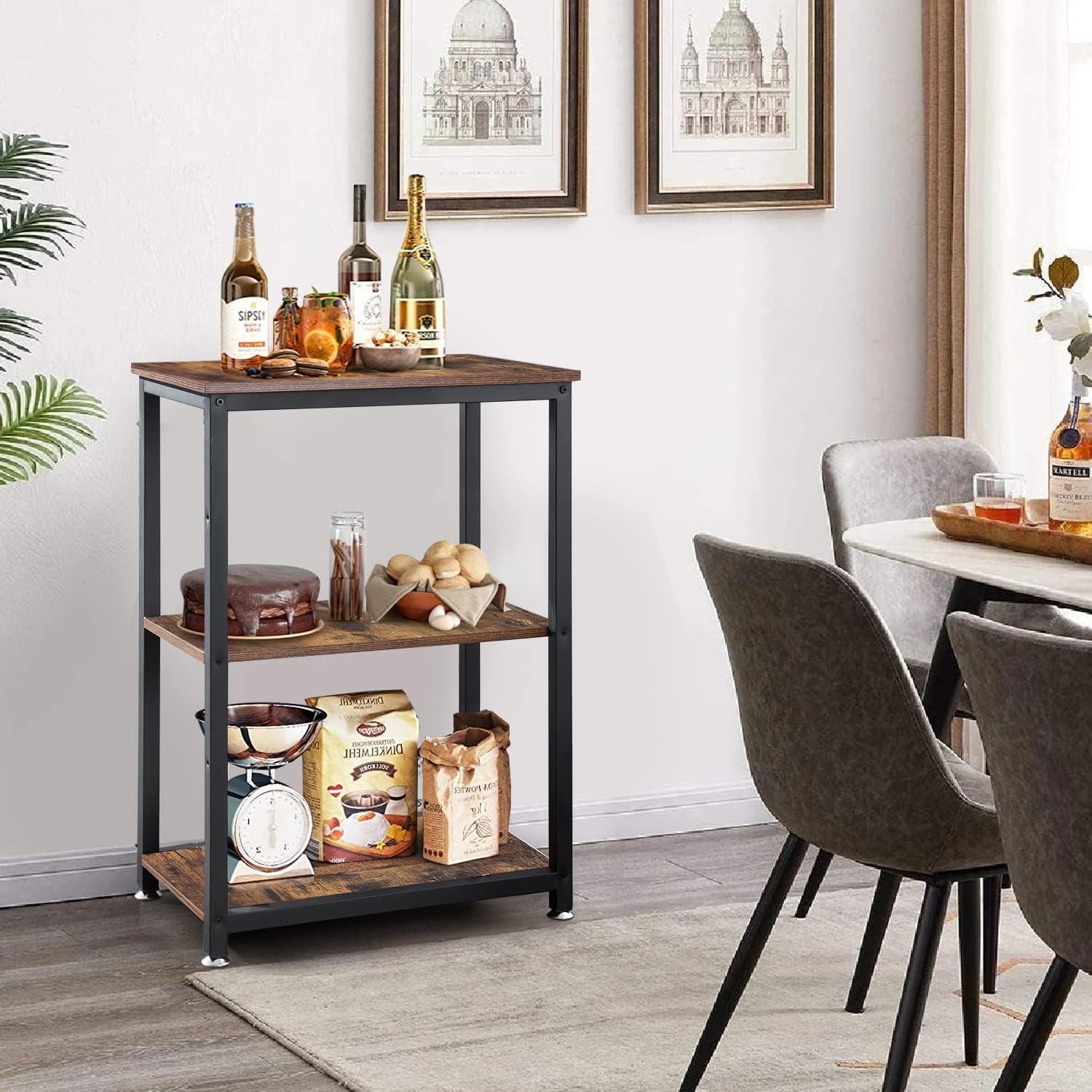 VECELO End Side Table 3-Layer Narrow Night Stand/Entryway/Hallway Console Table for Living Room/Bedroom - VECELO