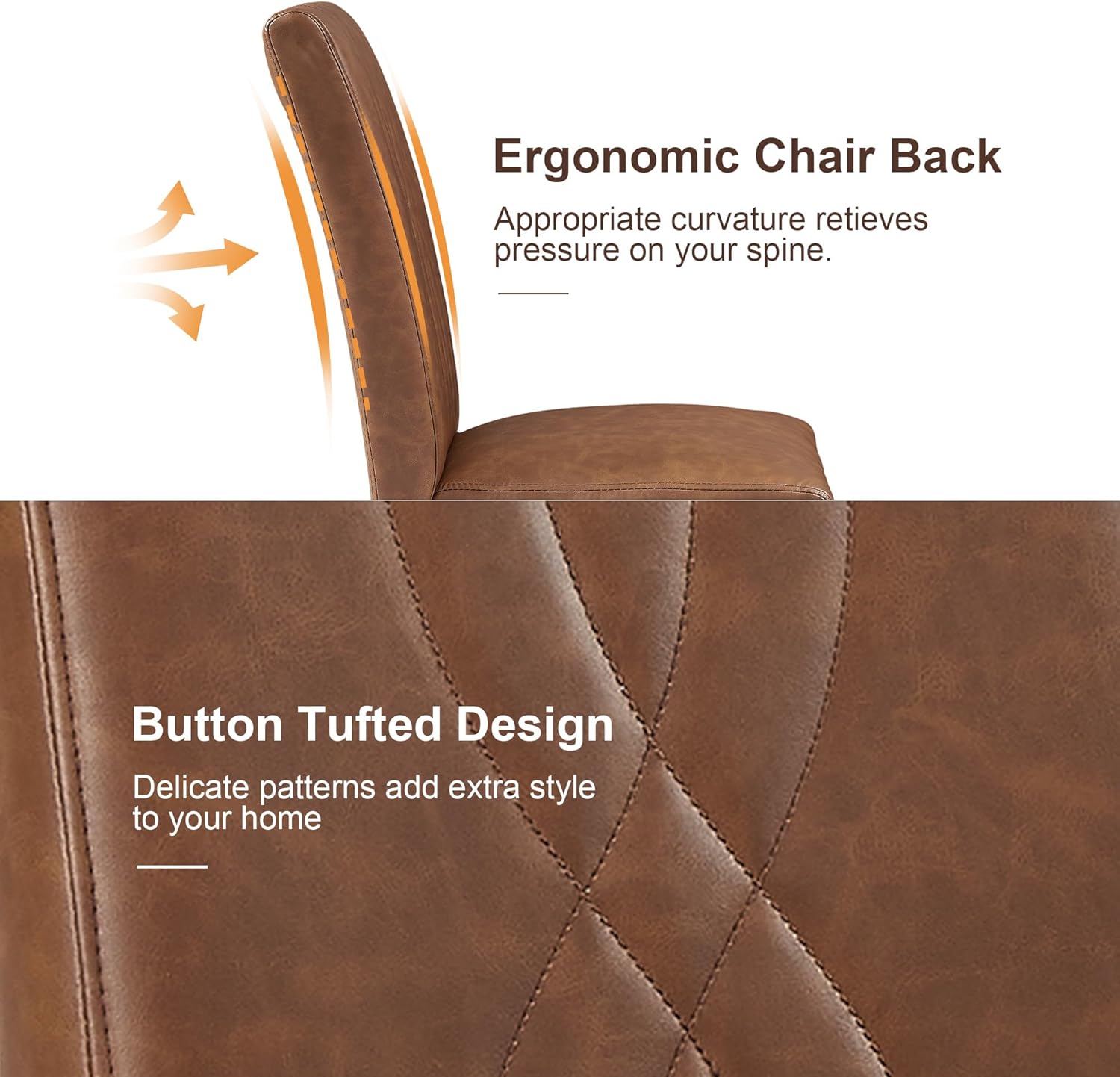 VECELO Upholstered Dining Chairs Set of 2 Modern Fabric and Solid Wood Legs & High Back - VECELO
