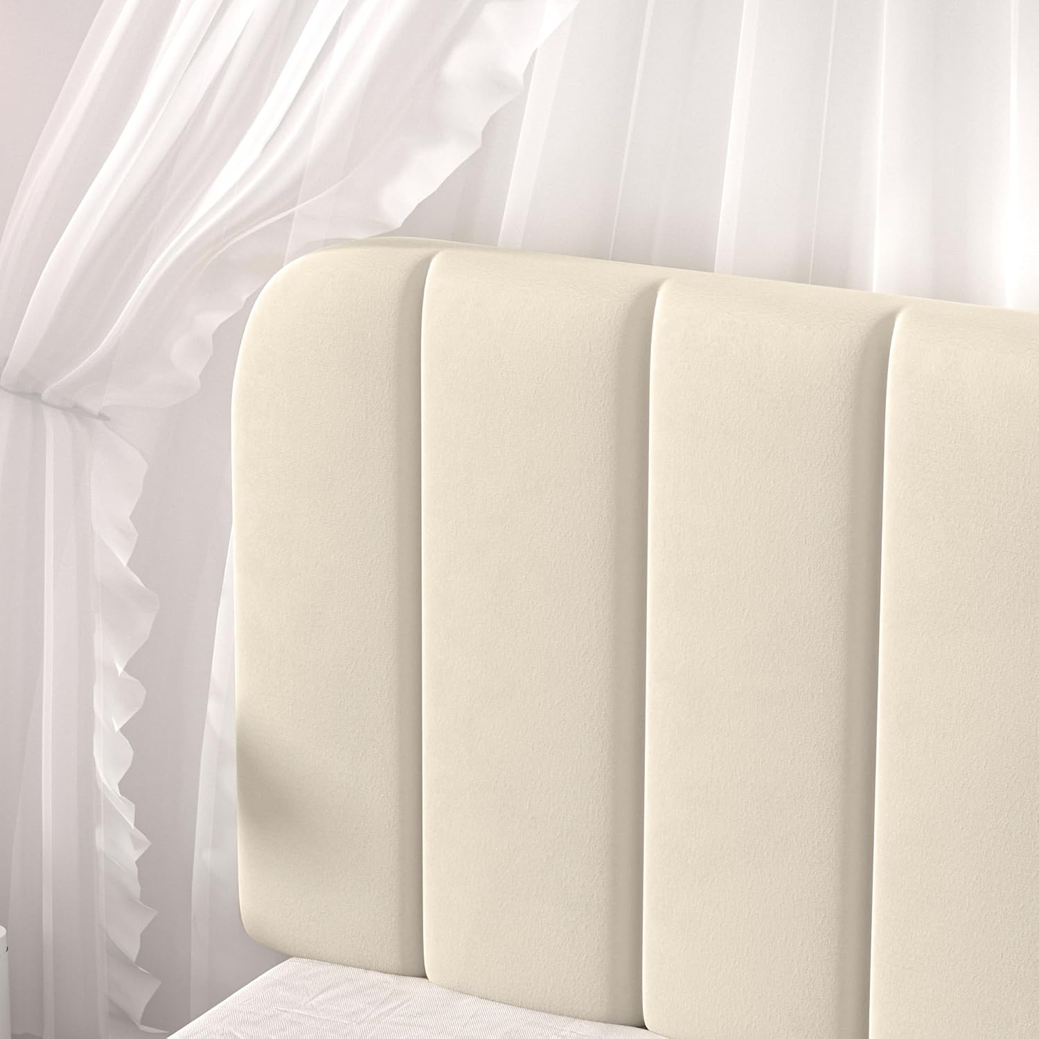 VECELO Upholstered Platform bedframe with Adjustable Headboard - VECELO