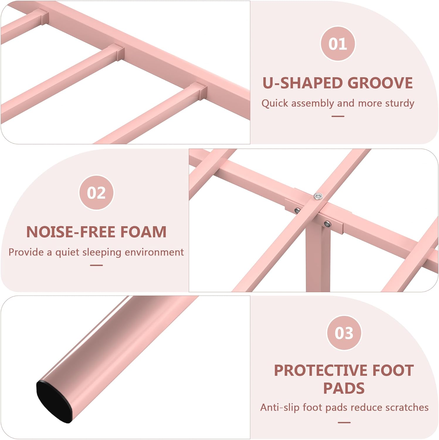 VECELO Classic Metal Bed Frame Mattress Foundation - VECELO