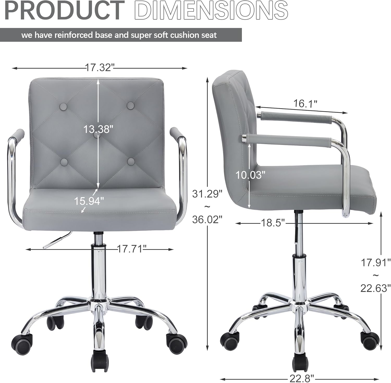 VECELO Mid-Back Home Office Desk Chair - VECELO