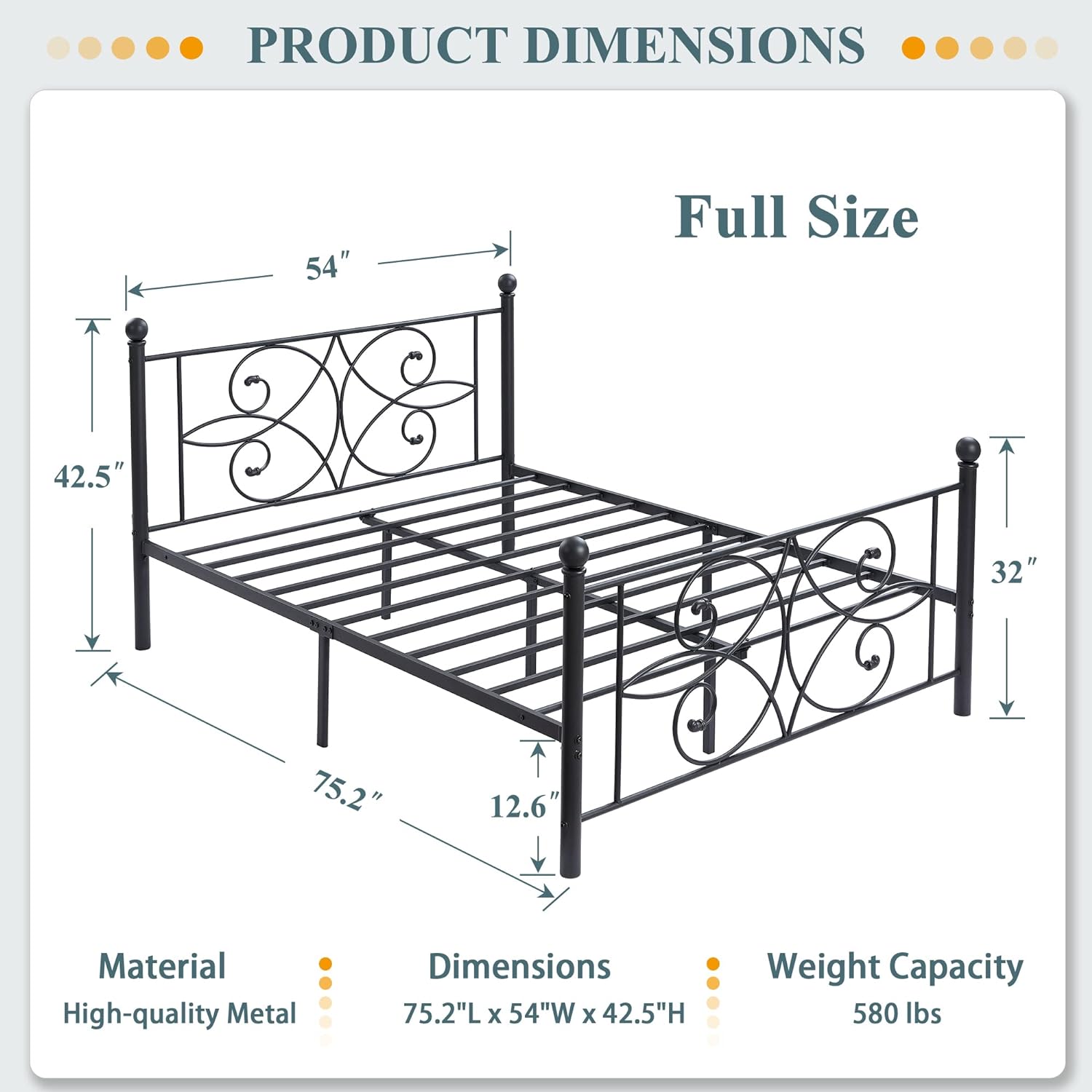 VECELO Metal Bed Frame/Mattress Foundation with Stylish Headboard & Footboard - VECELO