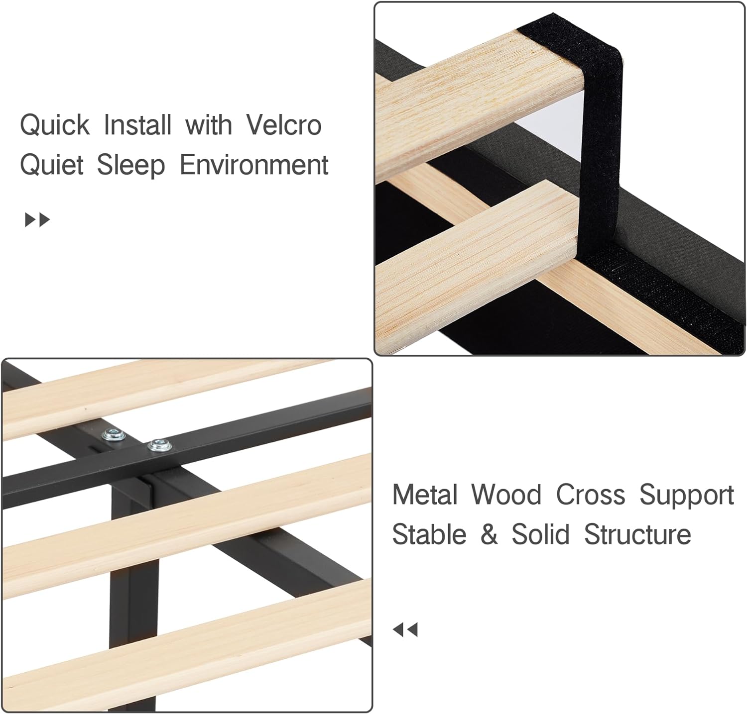 VECELO Upholstered Platform Bed,Mattress Foundation with Headboard - VECELO