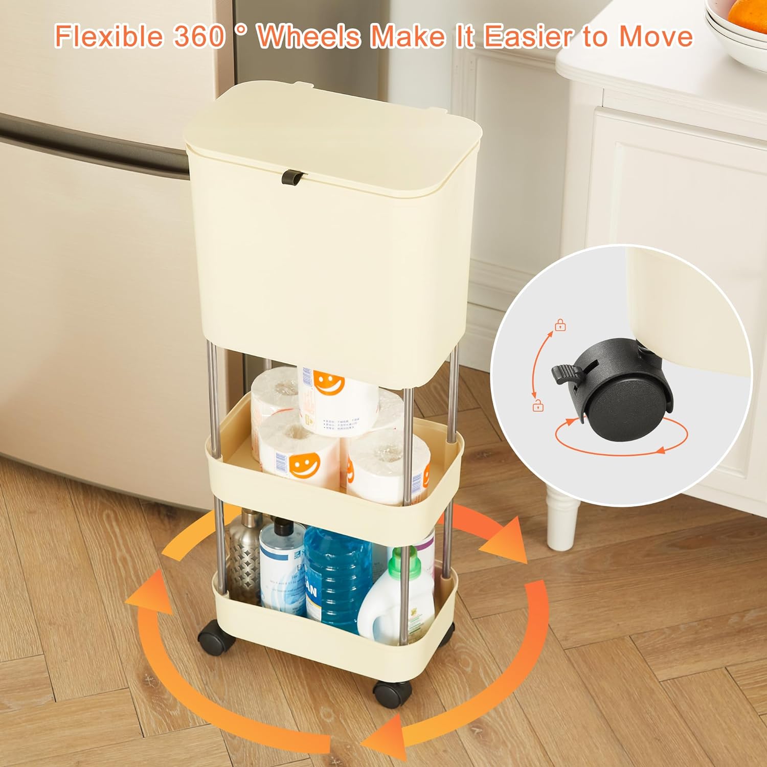 VECELO Kitchen Trash Can with Lid