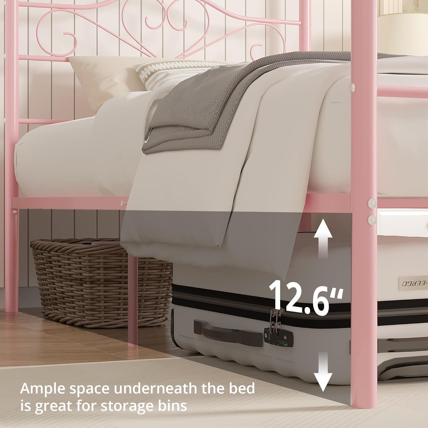 VECELO Twin Canopy Bed Frame with Headboard and Footboard - VECELO