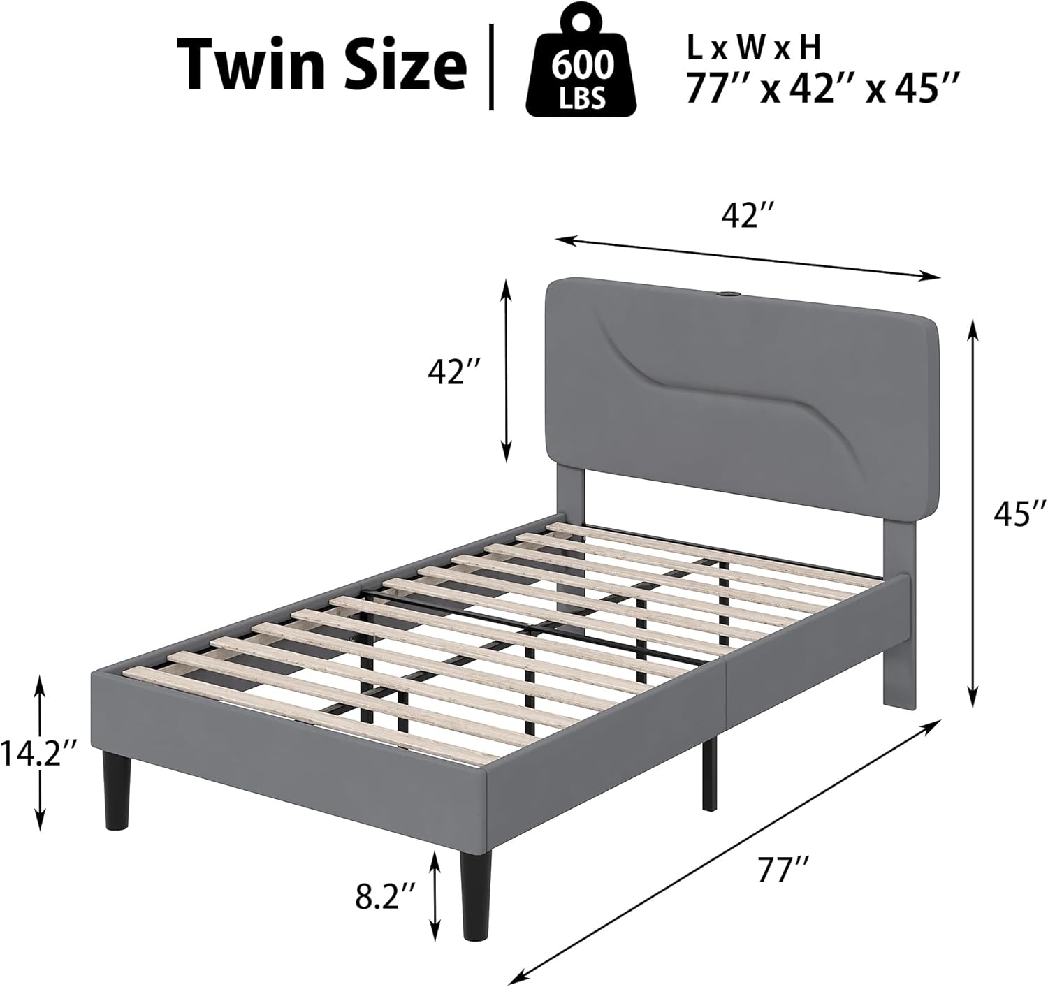 VECELO Bed Frame with LED Lights - VECELO