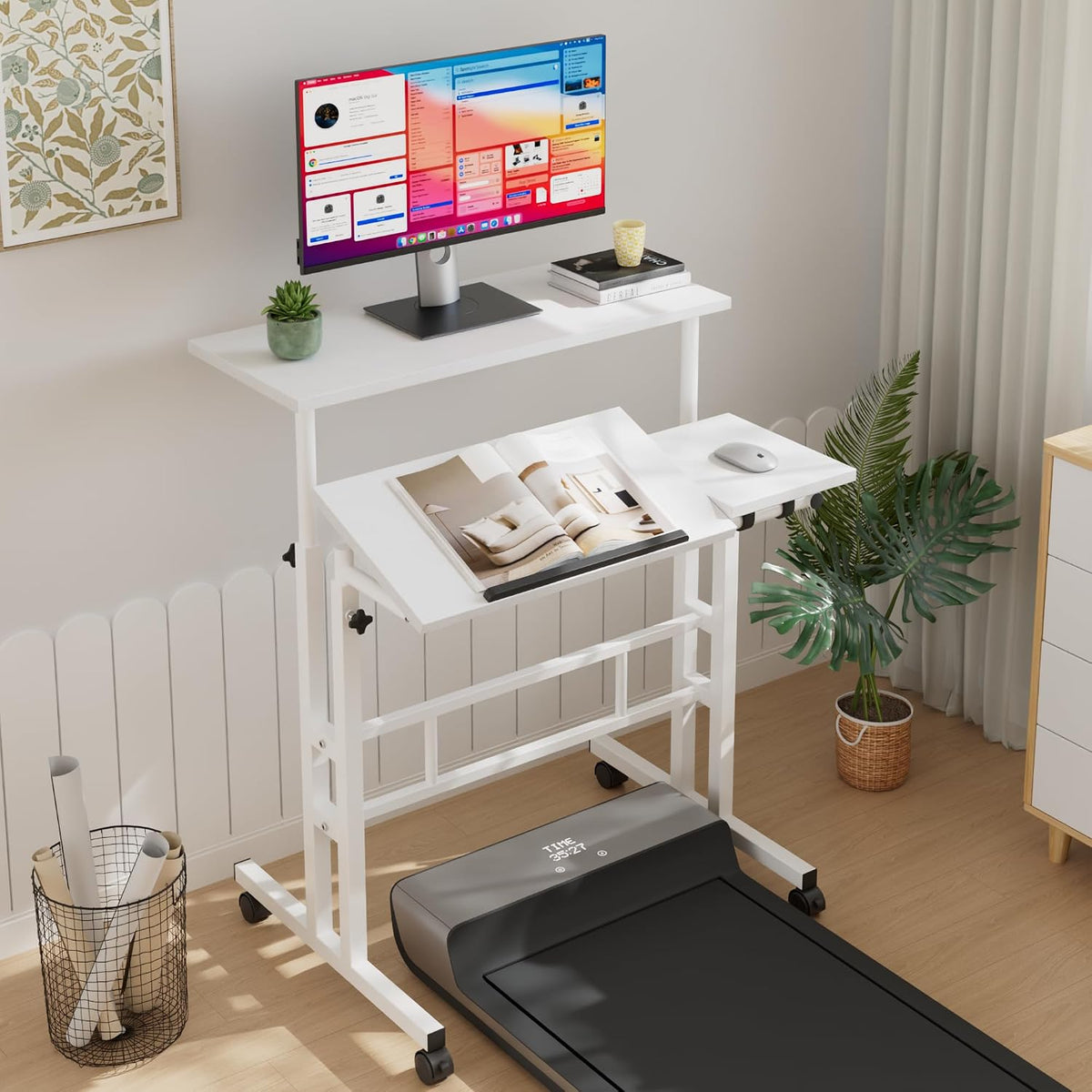 VECELO Mobile Small Standing Desk Adjustable Height