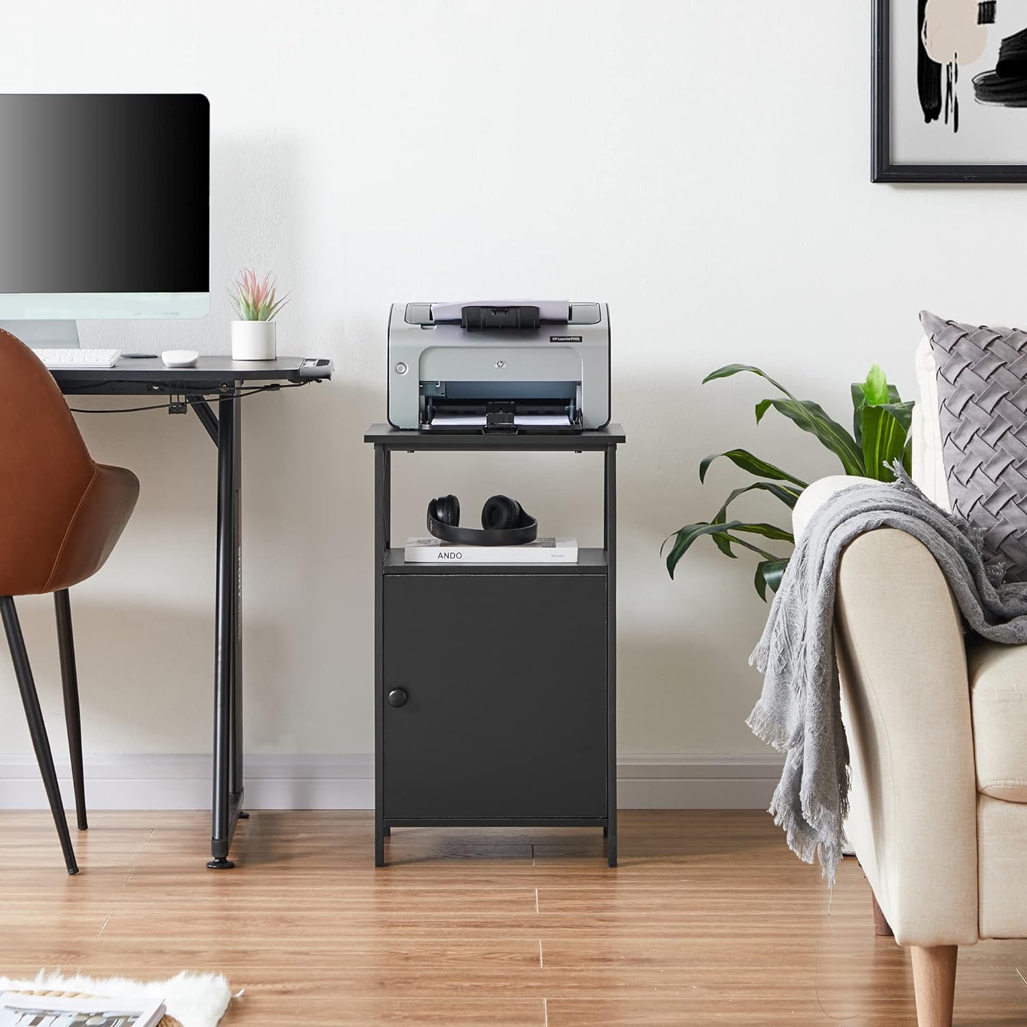 VECELO Tall Side Storage, Large Capacity Bedside Nightstand - VECELO