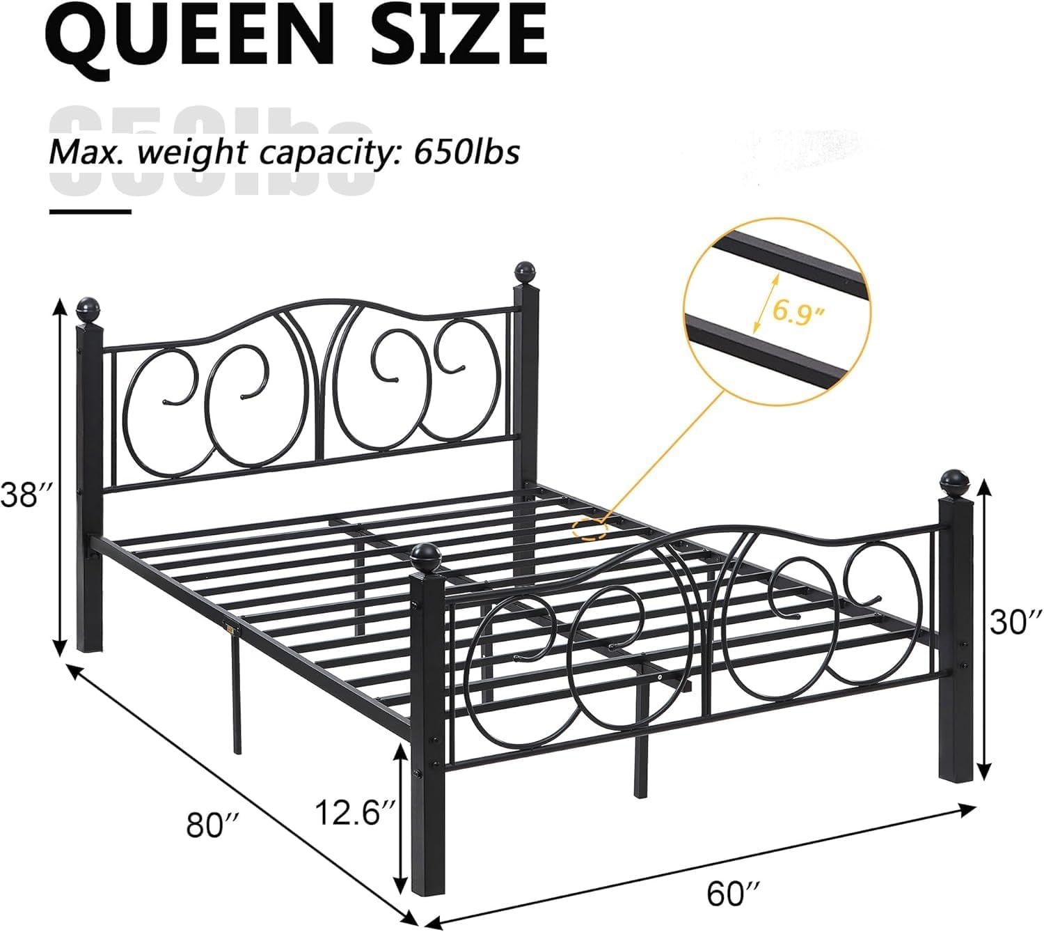 VECELO Metal Platform Bed Frame/Mattress Foundation - VECELO