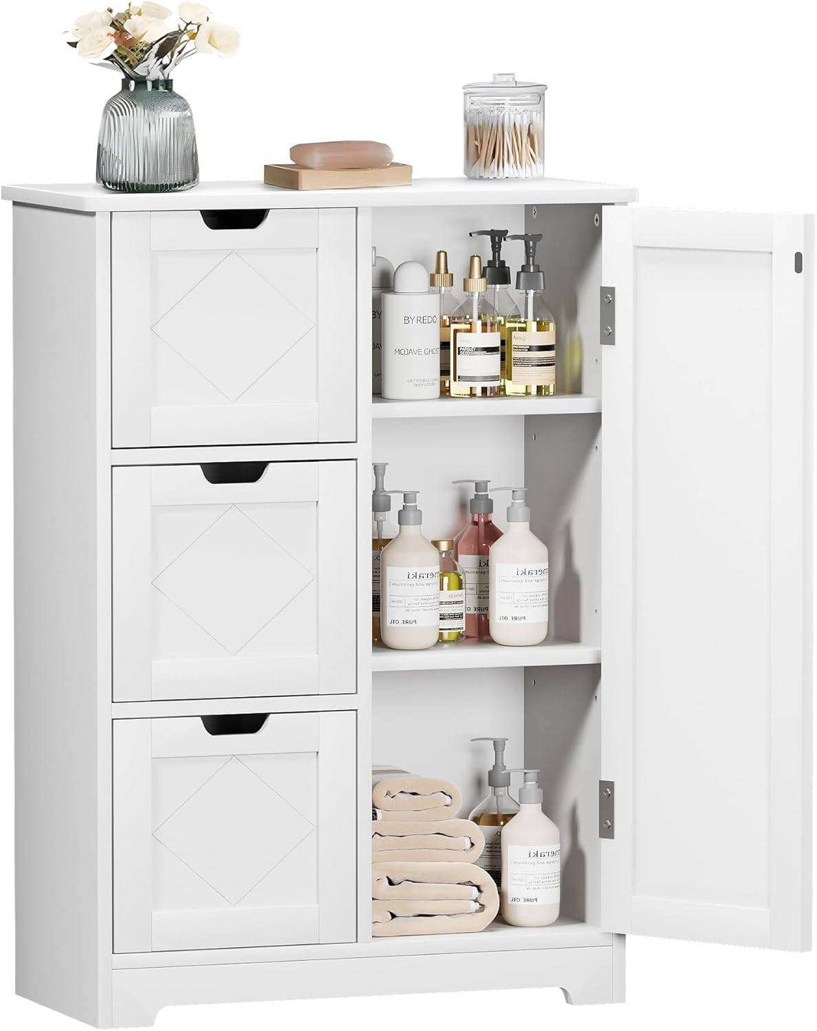 VECELO Bathroom Floor Cabinet with Drawers - VECELO