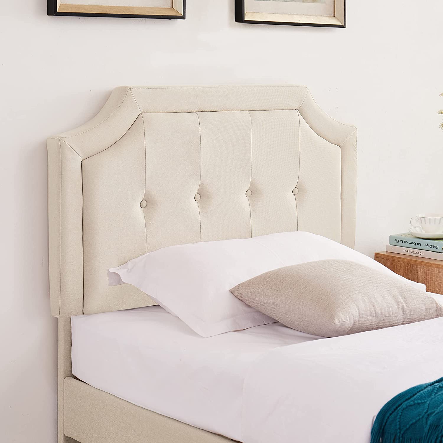 VECELO Premium Upholstered Platform Bed Diamond Stitched Panel Headboard - VECELO