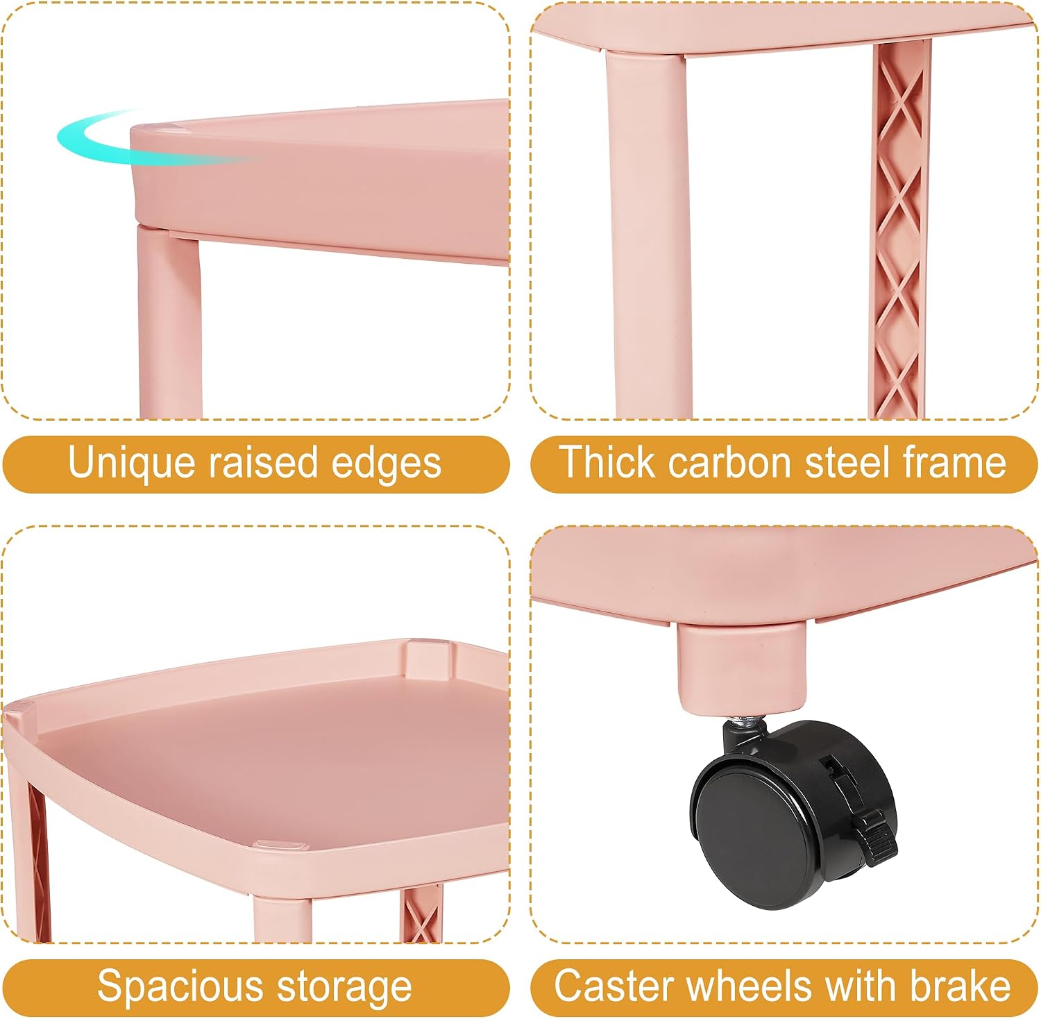 VECELO Rolling End Side Table with Lockable Wheels