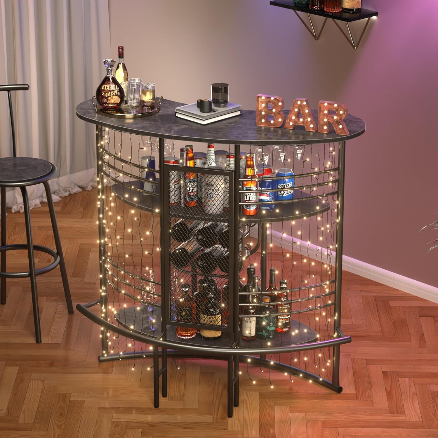 VECELO Vintage Liquor Cabinet Wine Rack Bar Unit - VECELO