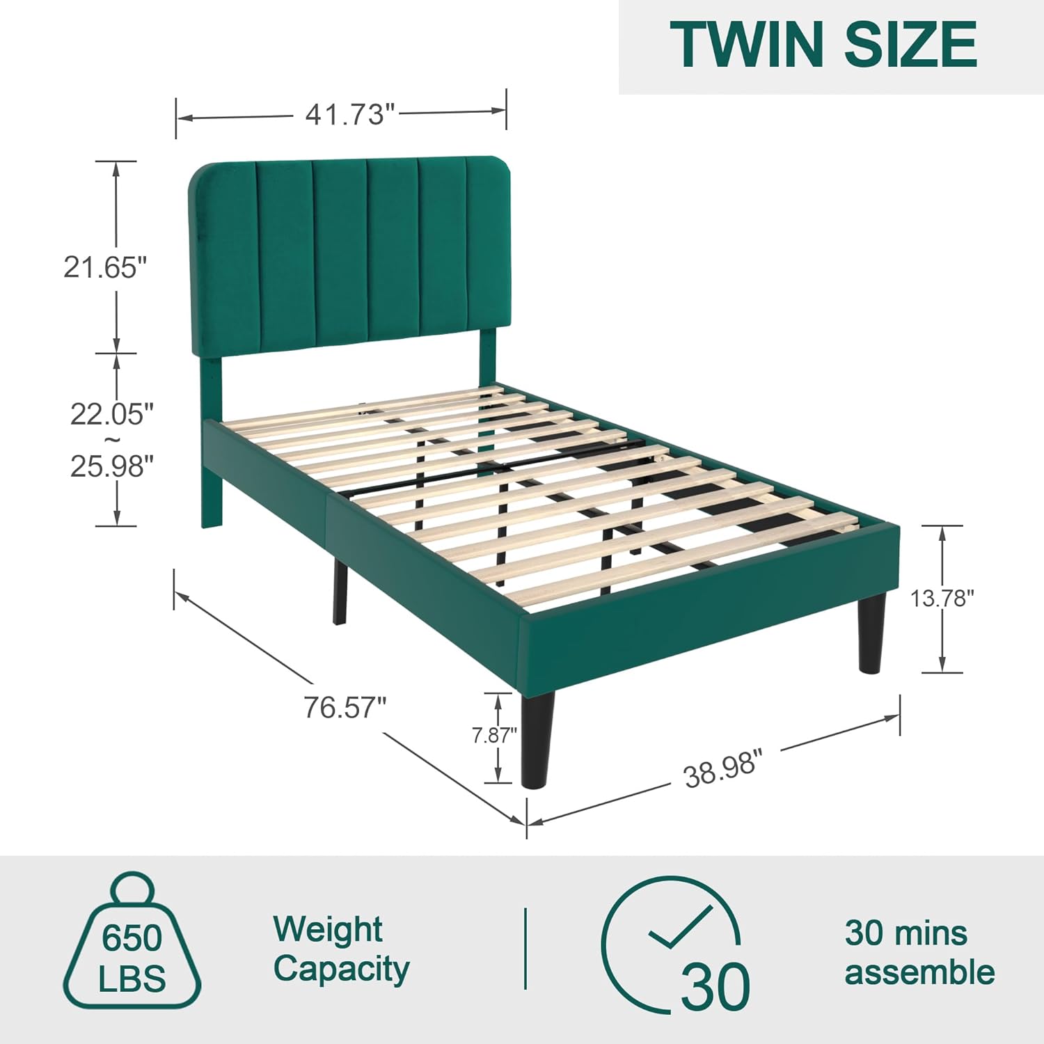 VECELO Upholstered Platform bedframe with Adjustable Headboard - VECELO