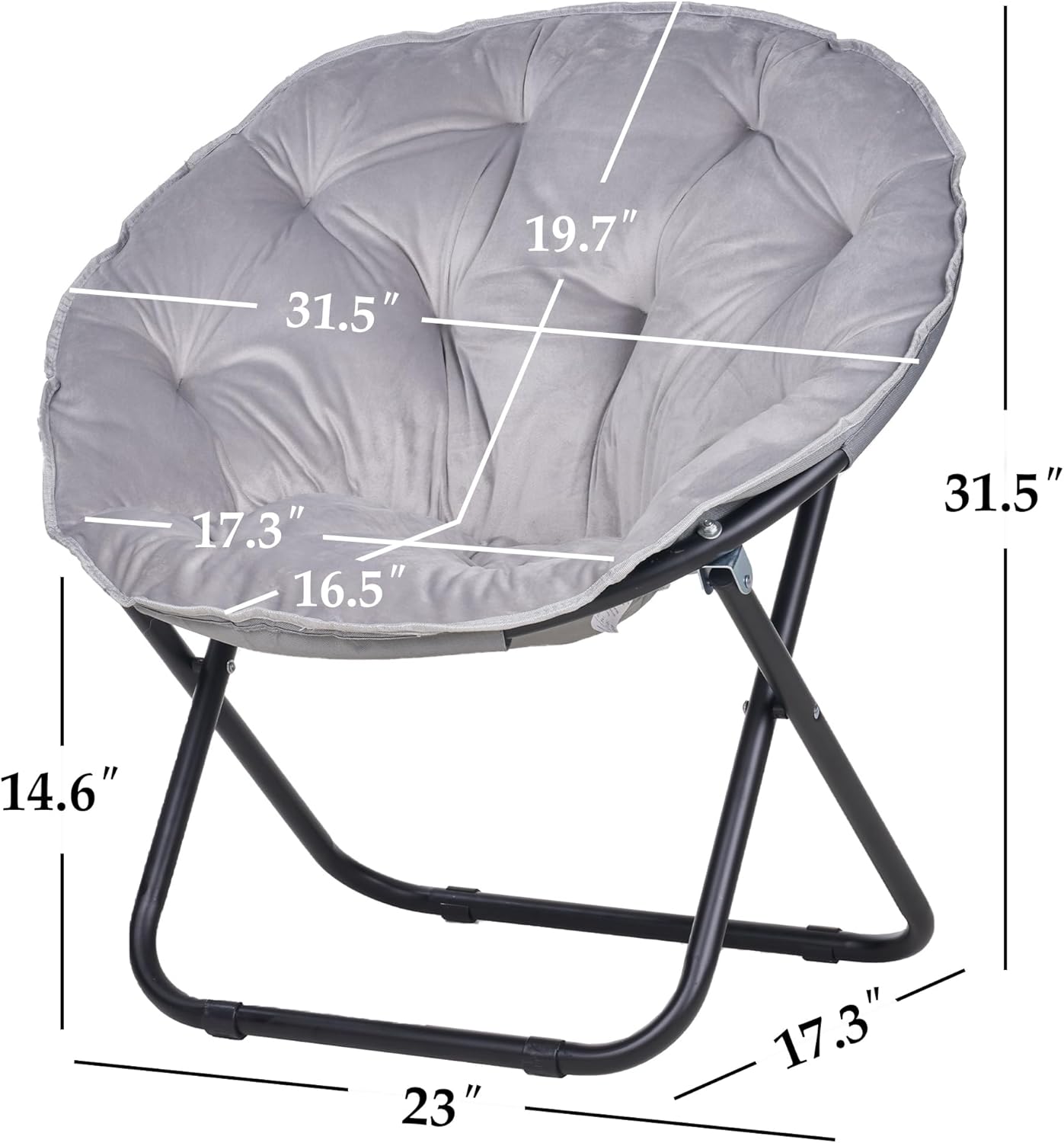 VECELO Saucer Chair for Adults, Folding Moon Chair with Metal Frame - VECELO