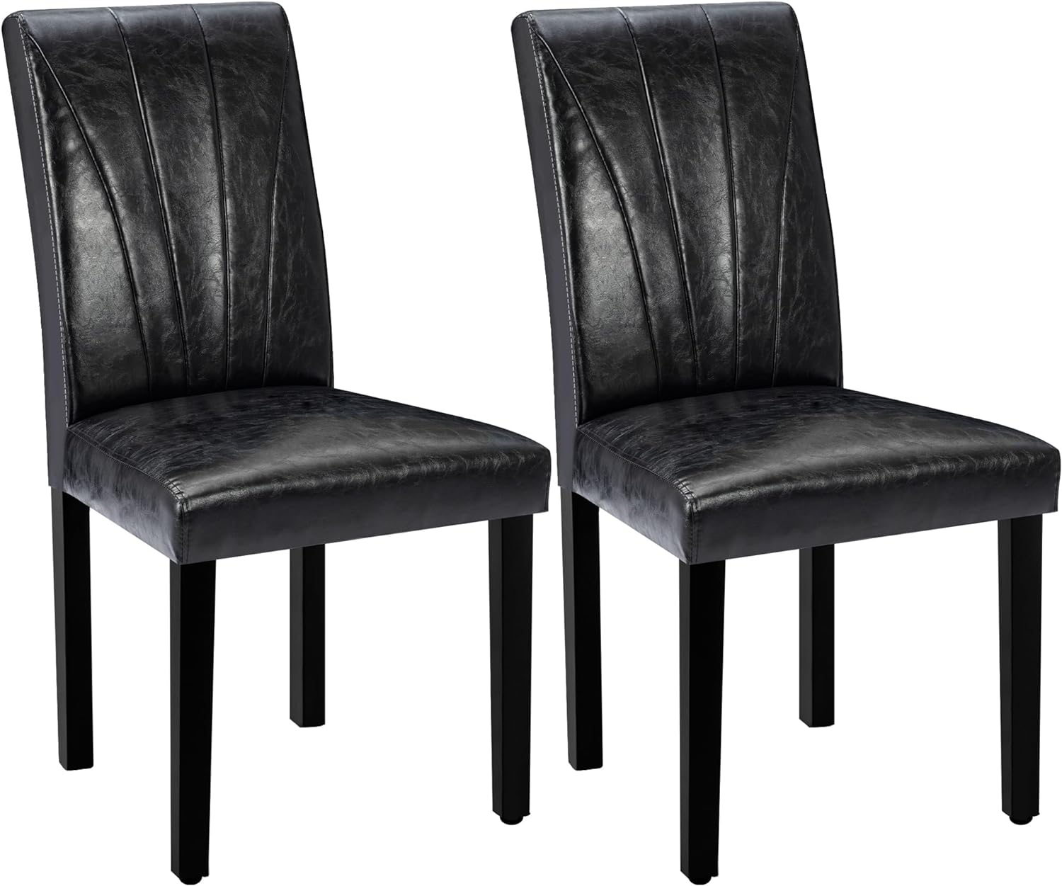 VECELO Set of 2 Upholstered Dining Chairs, Modern Fabric and Solid Wood Legs & High Back - VECELO