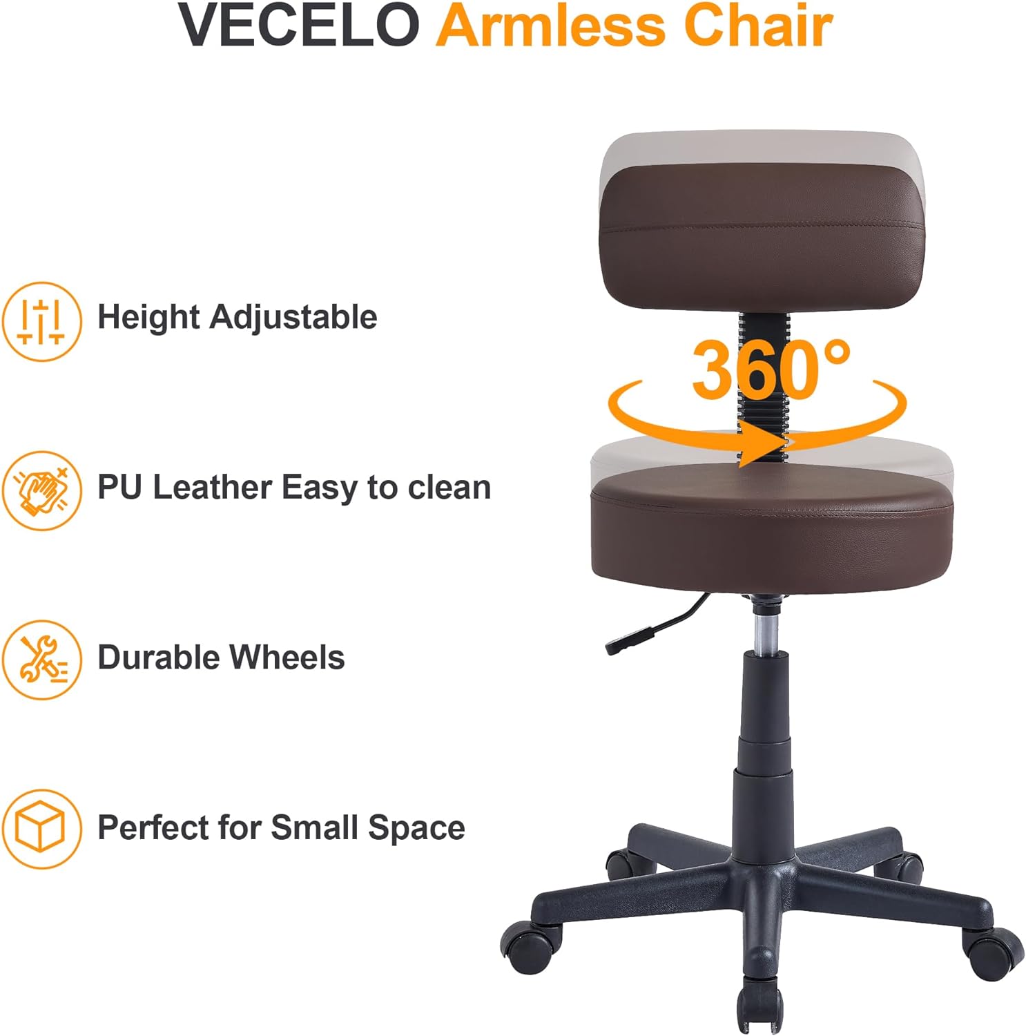VECELO Home Office Desk Chair with Backrest - VECELO