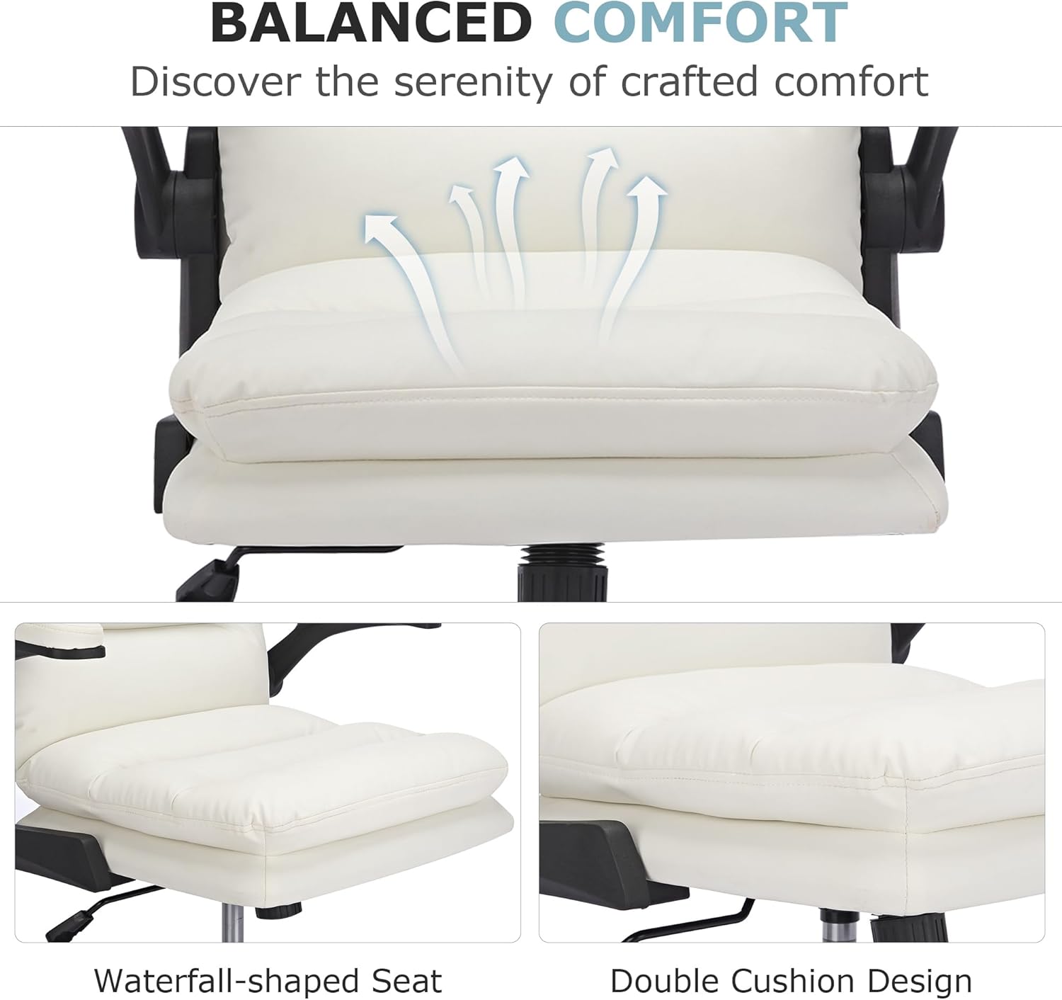 VECELO Ergonomic Swivel Office Desk Chair with Flip-up Armrest and Adjustable Height Lumbar Support - VECELO