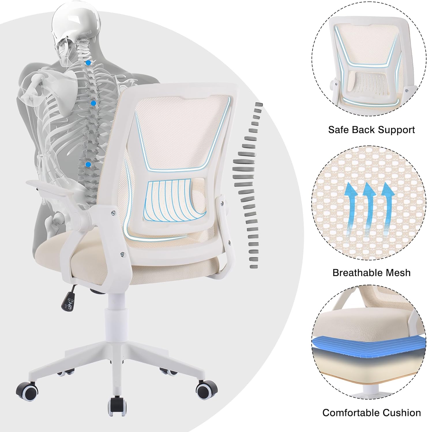 VECELO Mid-Back Swivel Ergonomic Office Chair - VECELO