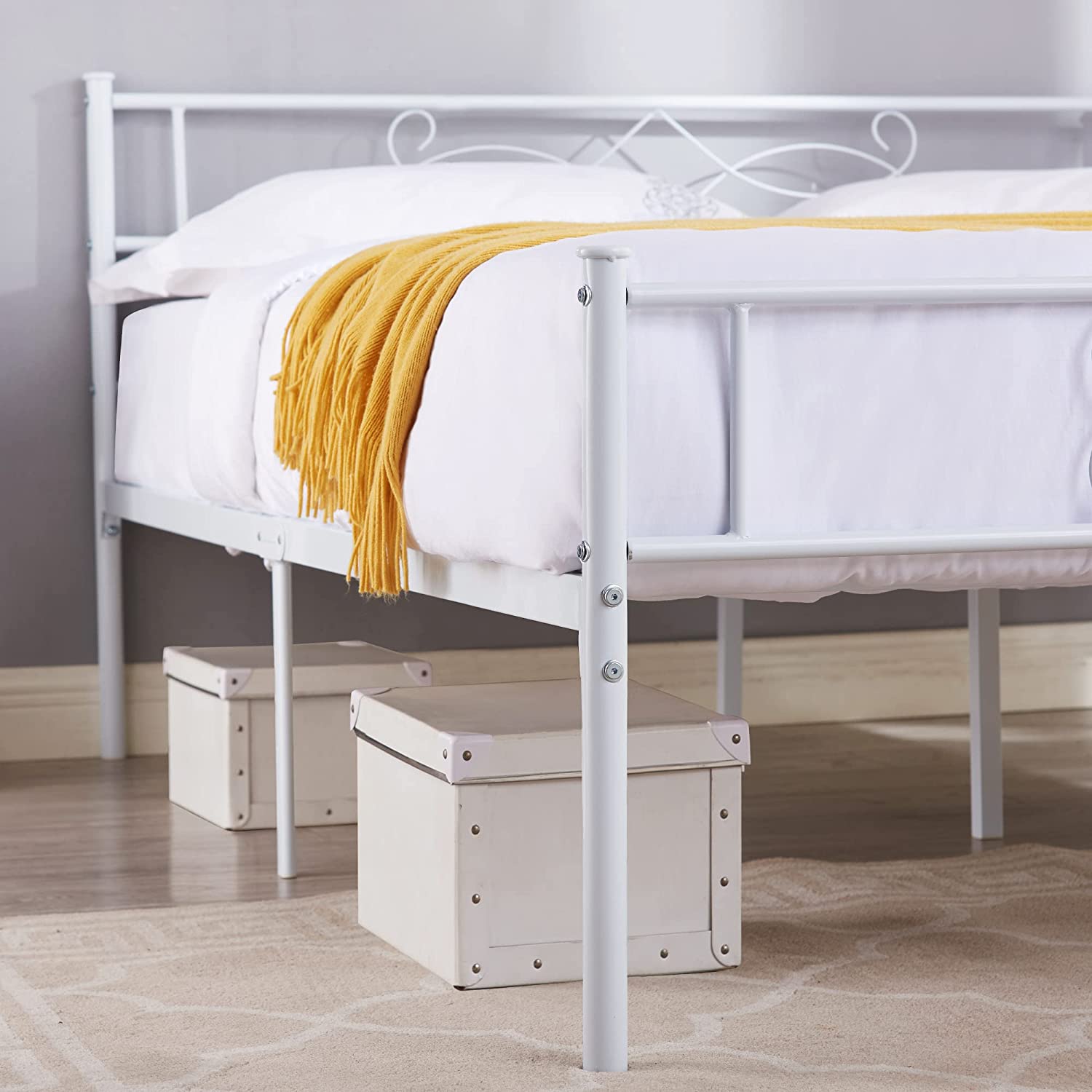 VECELO Metal Platform Bed Frame with Headboard & Footboard Premium Steel Slat Support Noise-Free - VECELO