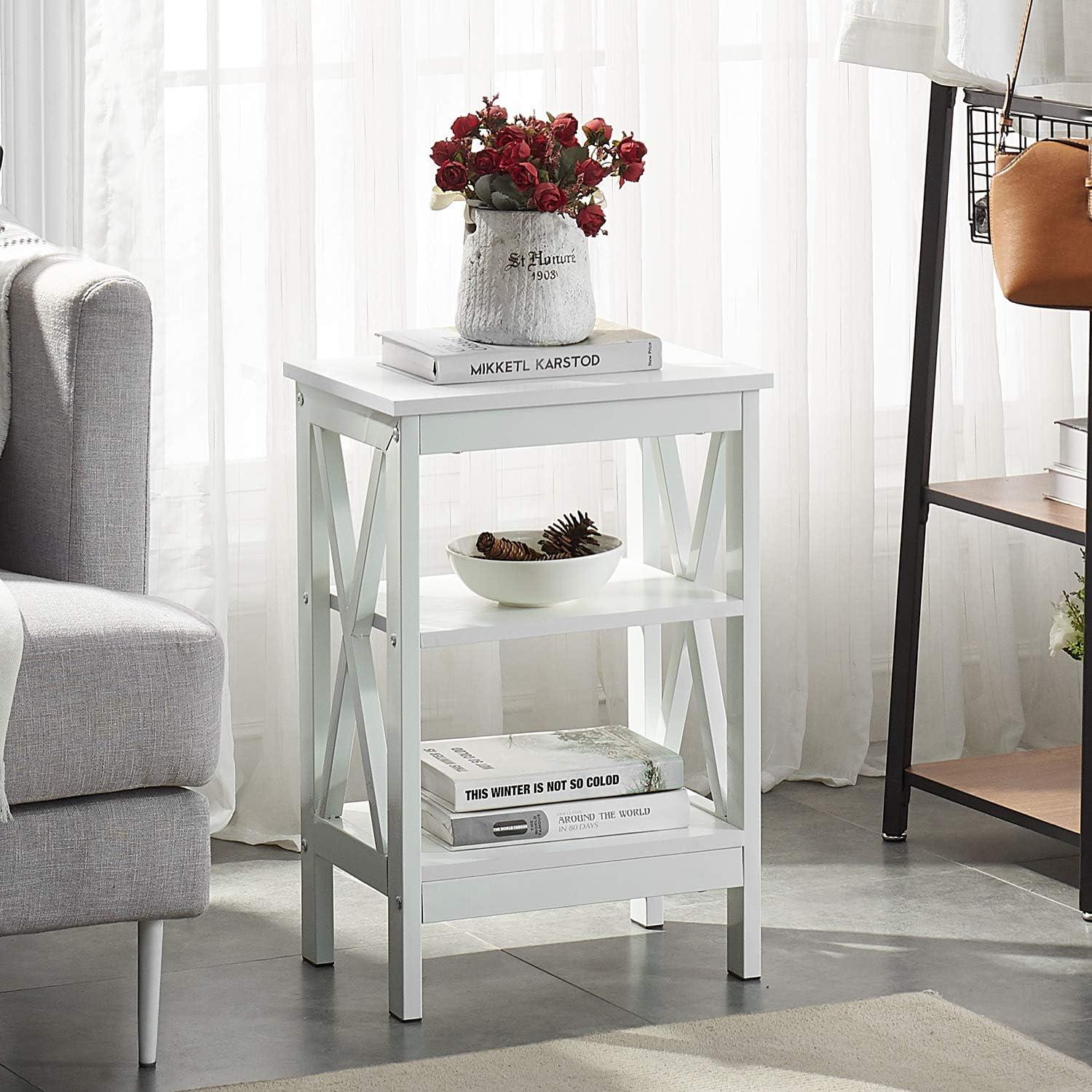 VECELO Modern Nightstand Side End Table with 3-Tiers Open Storage Shelf, 1 pack/2 packs - VECELO