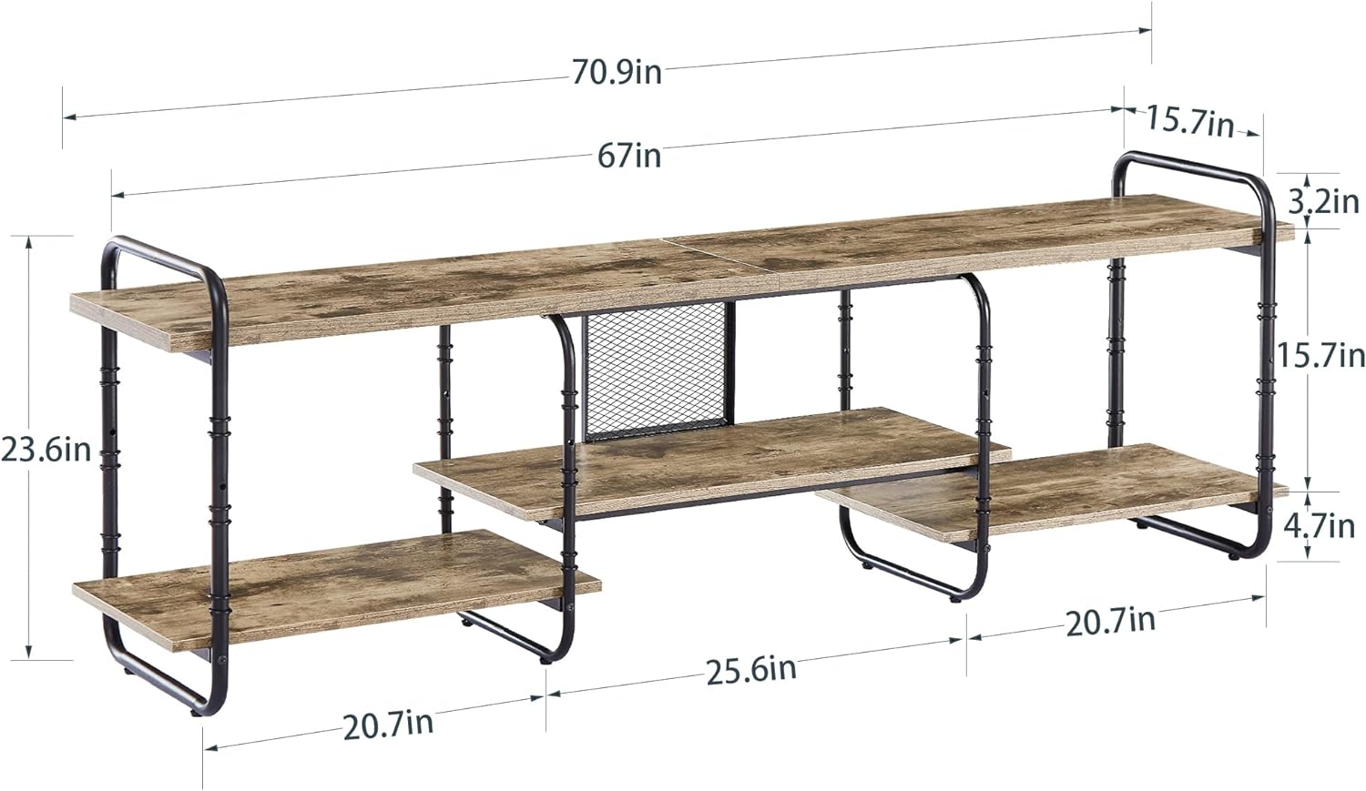 VECELO Industrial Television Stand TV Entertainment Center - VECELO