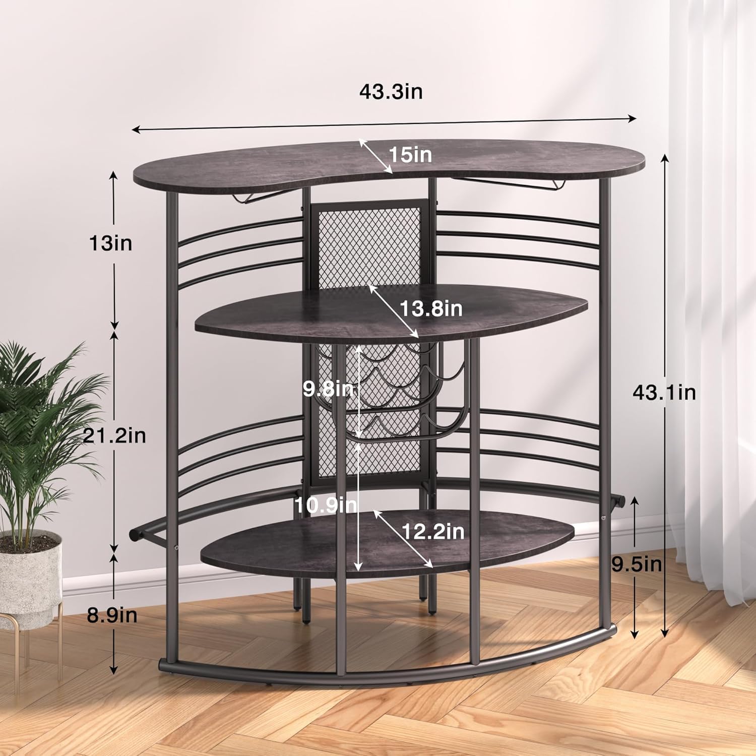 VECELO Vintage Liquor Cabinet Wine Rack Bar Unit - VECELO