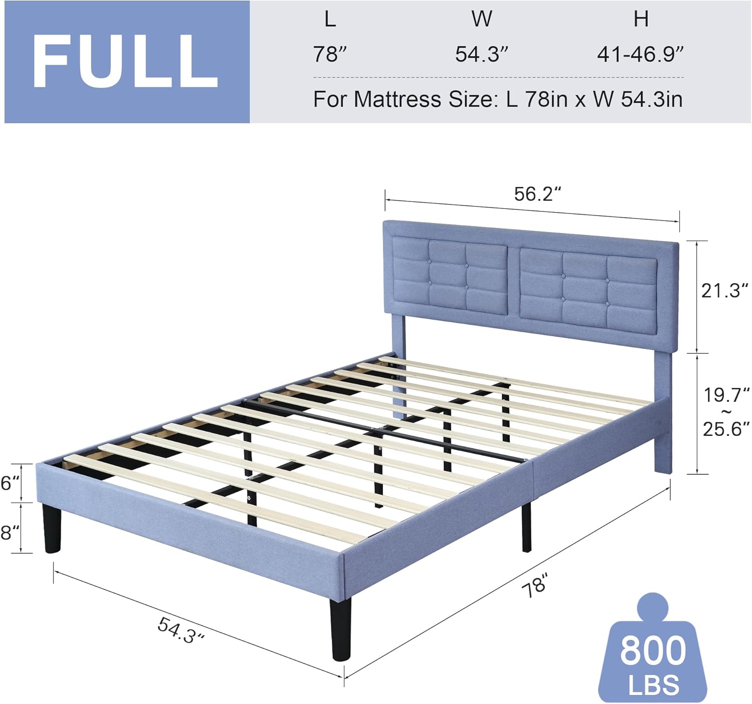VECELO Upholstered Platform Bed Frame with Height Adjustable Headboard - VECELO