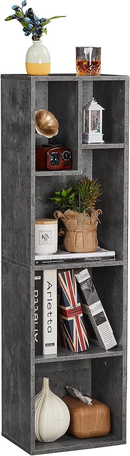 VECELO Modern 3-Tier Small Bookcase, 4 Cube/5 Cube Bookshelf/Storage Organizer - VECELO